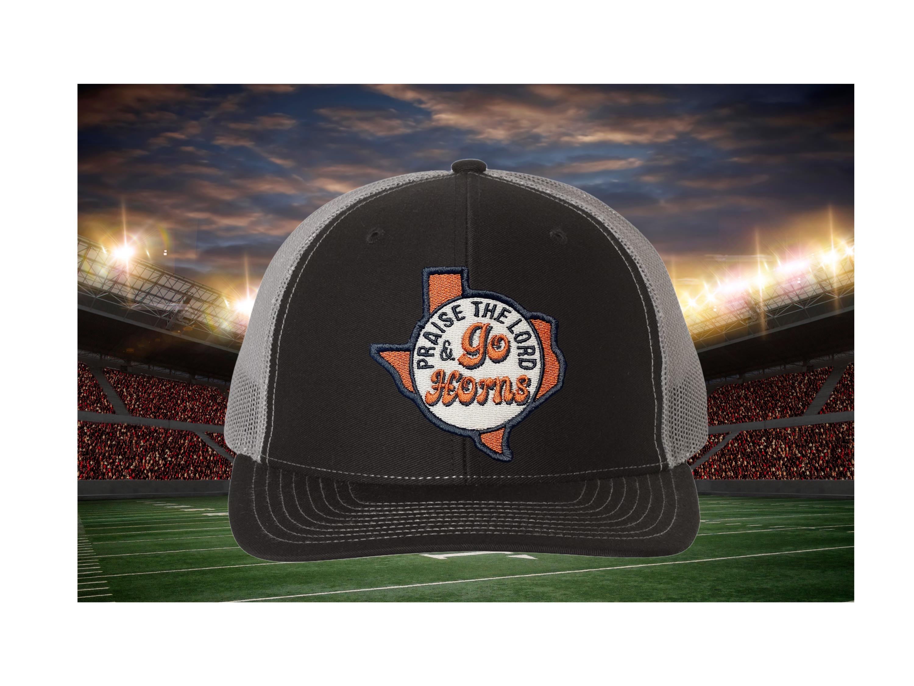 Praise the Lord and Go Horns Trucker Cap