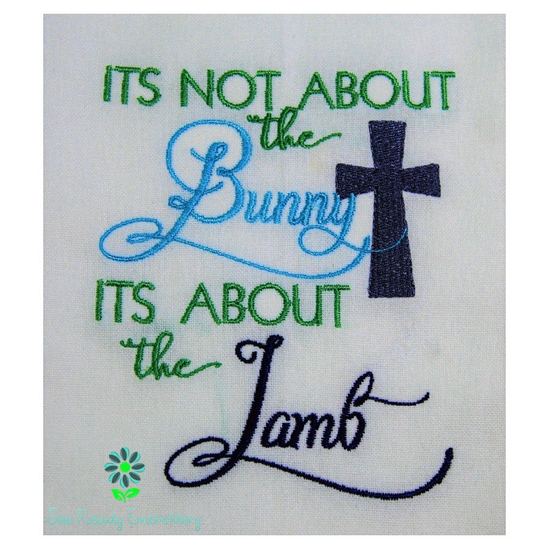 Embroidered "It's Not About The Bunny It's About The Lamb" Kitchen Towel