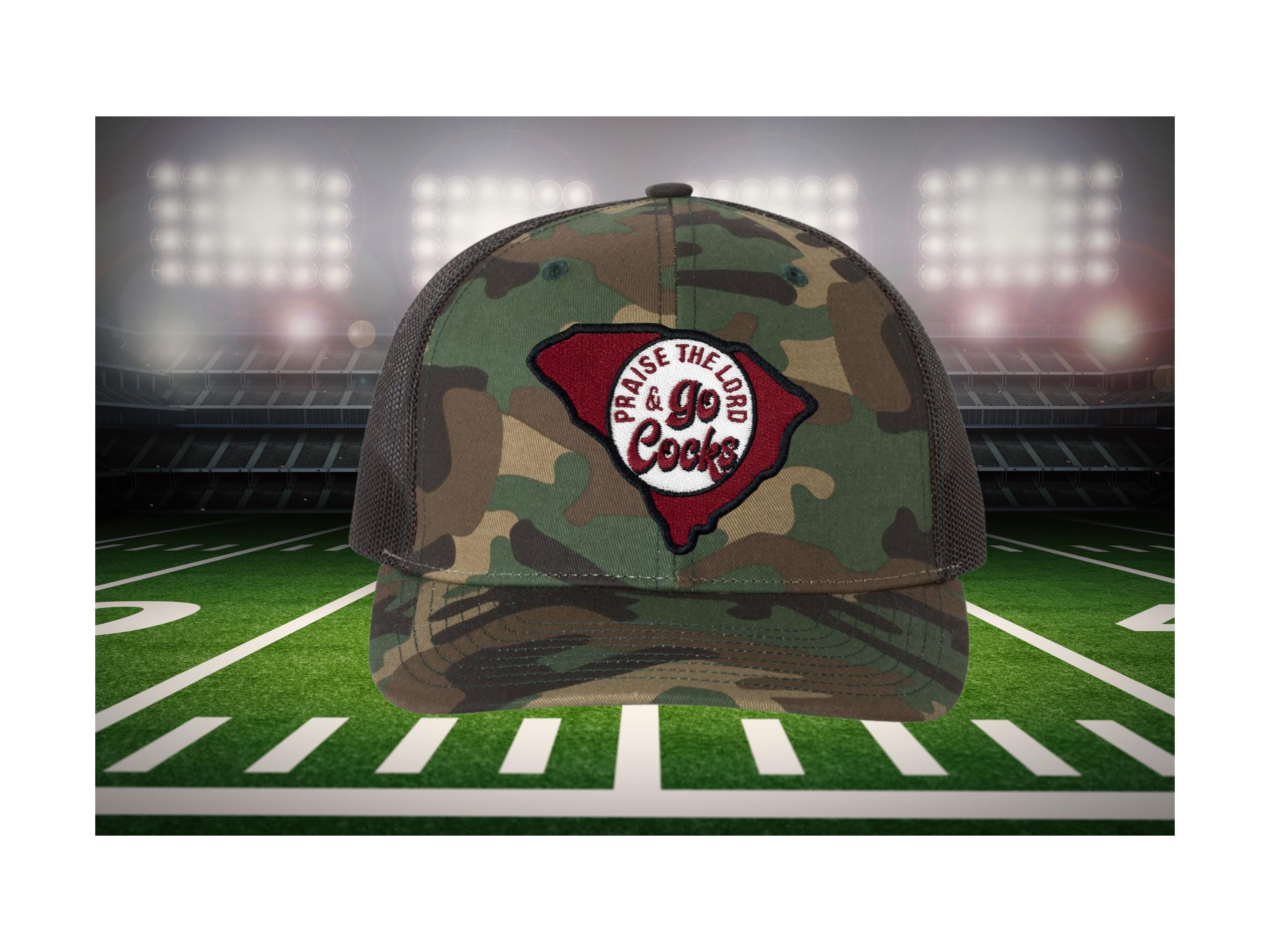 Praise the Lord and Go Cocks Trucker Cap