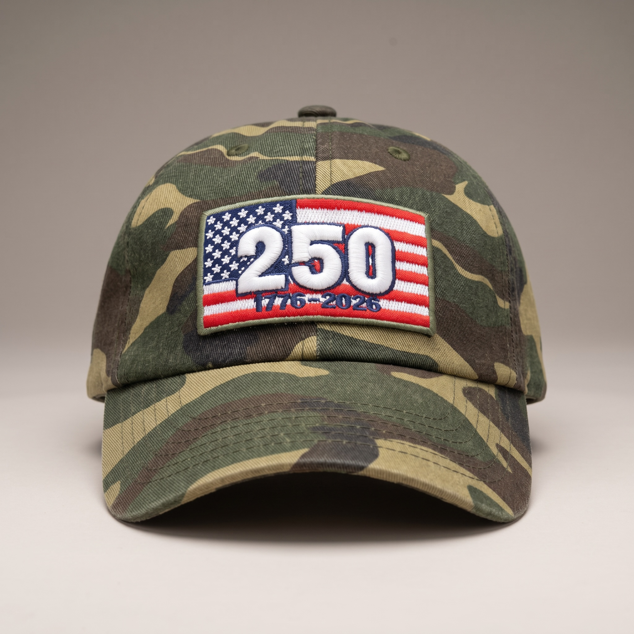 250 Puff Patch Dad Hat Iconic Patriotic Embroidered Cap