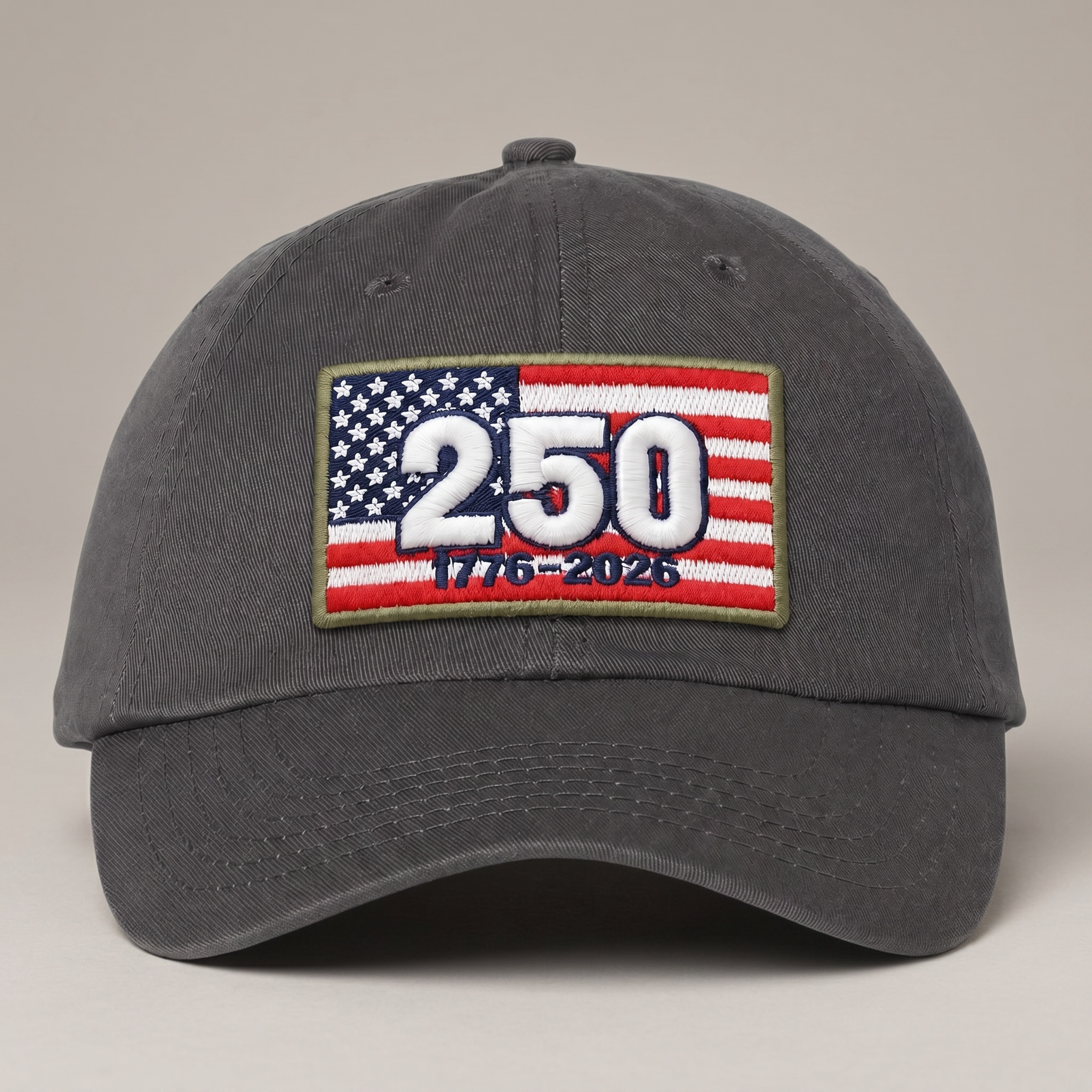 250 Puff Patch Dad Hat Iconic Patriotic Embroidered Cap