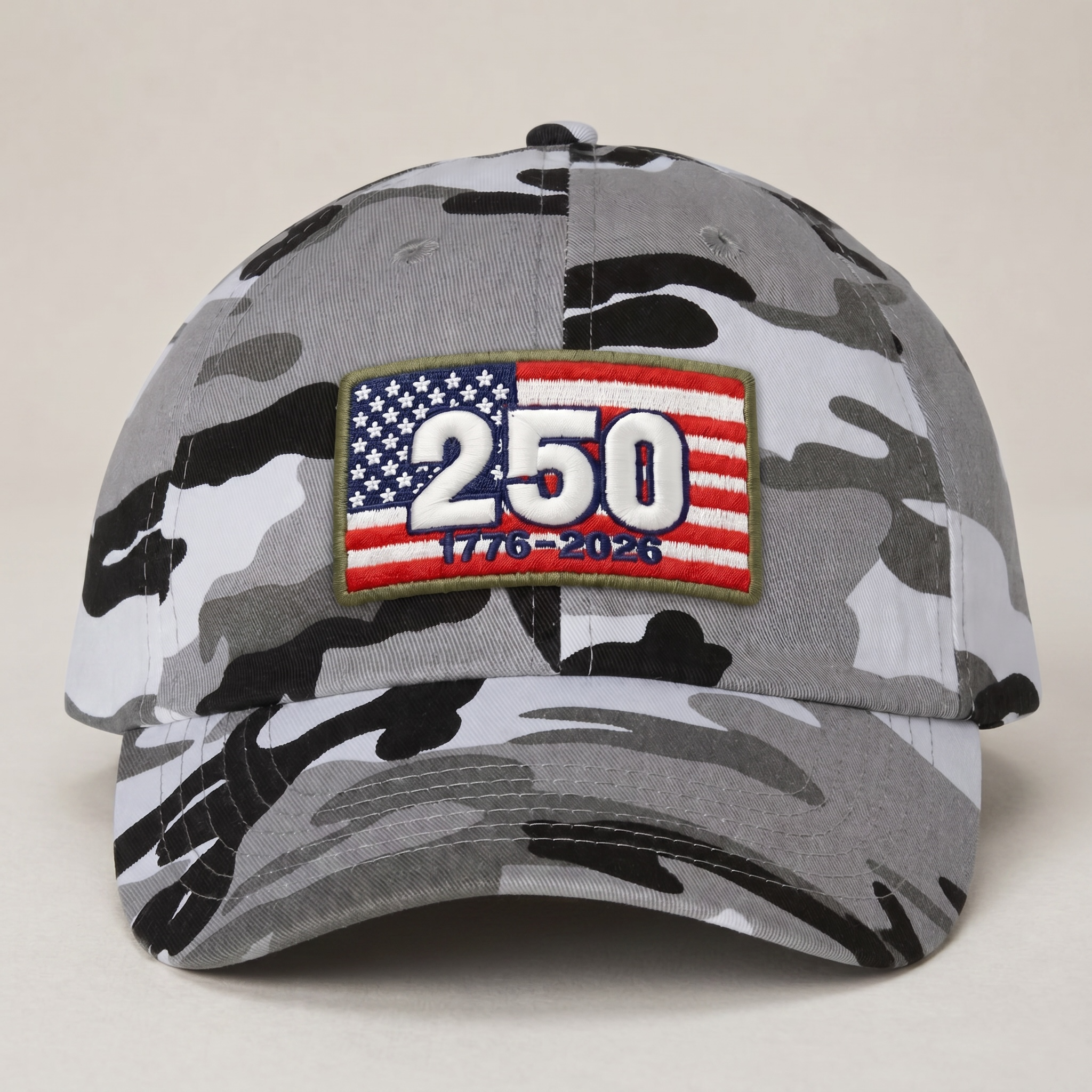 250 Puff Patch Dad Hat Iconic Patriotic Embroidered Cap