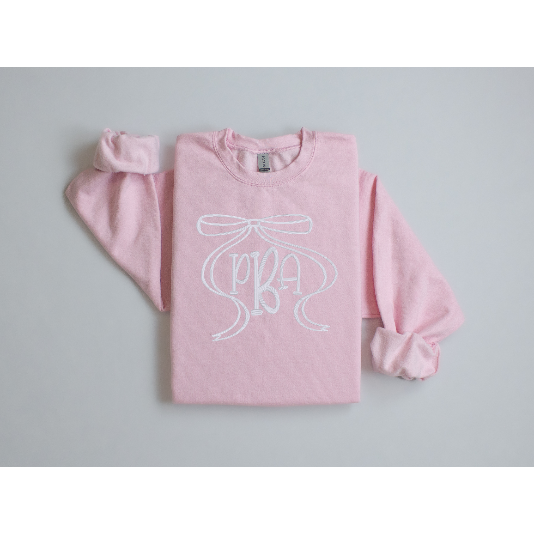 Custom 3D Puff Embroidered Bow Monogram Sweatshirt | Three Letter Initials