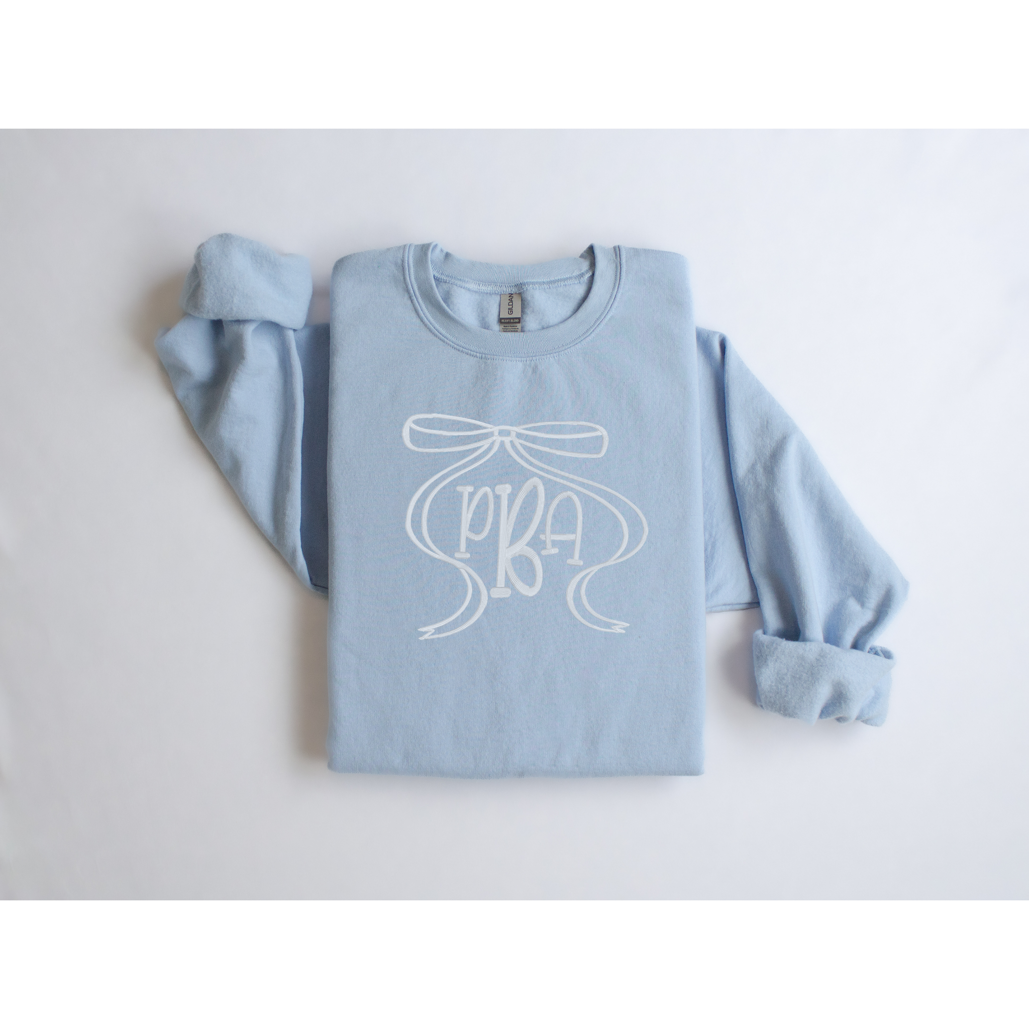 Custom 3D Puff Embroidered Bow Monogram Sweatshirt | Three Letter Initials