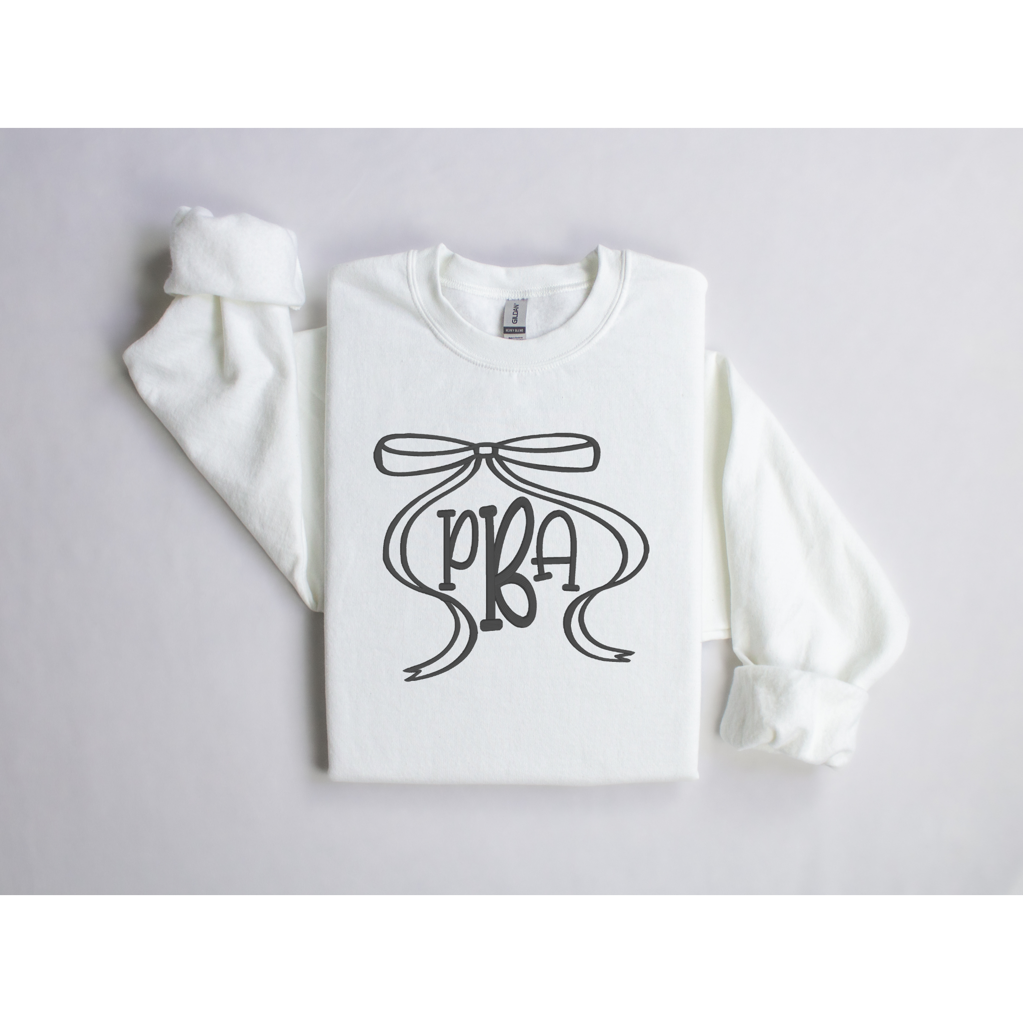 Custom 3D Puff Embroidered Bow Monogram Sweatshirt | Three Letter Initials