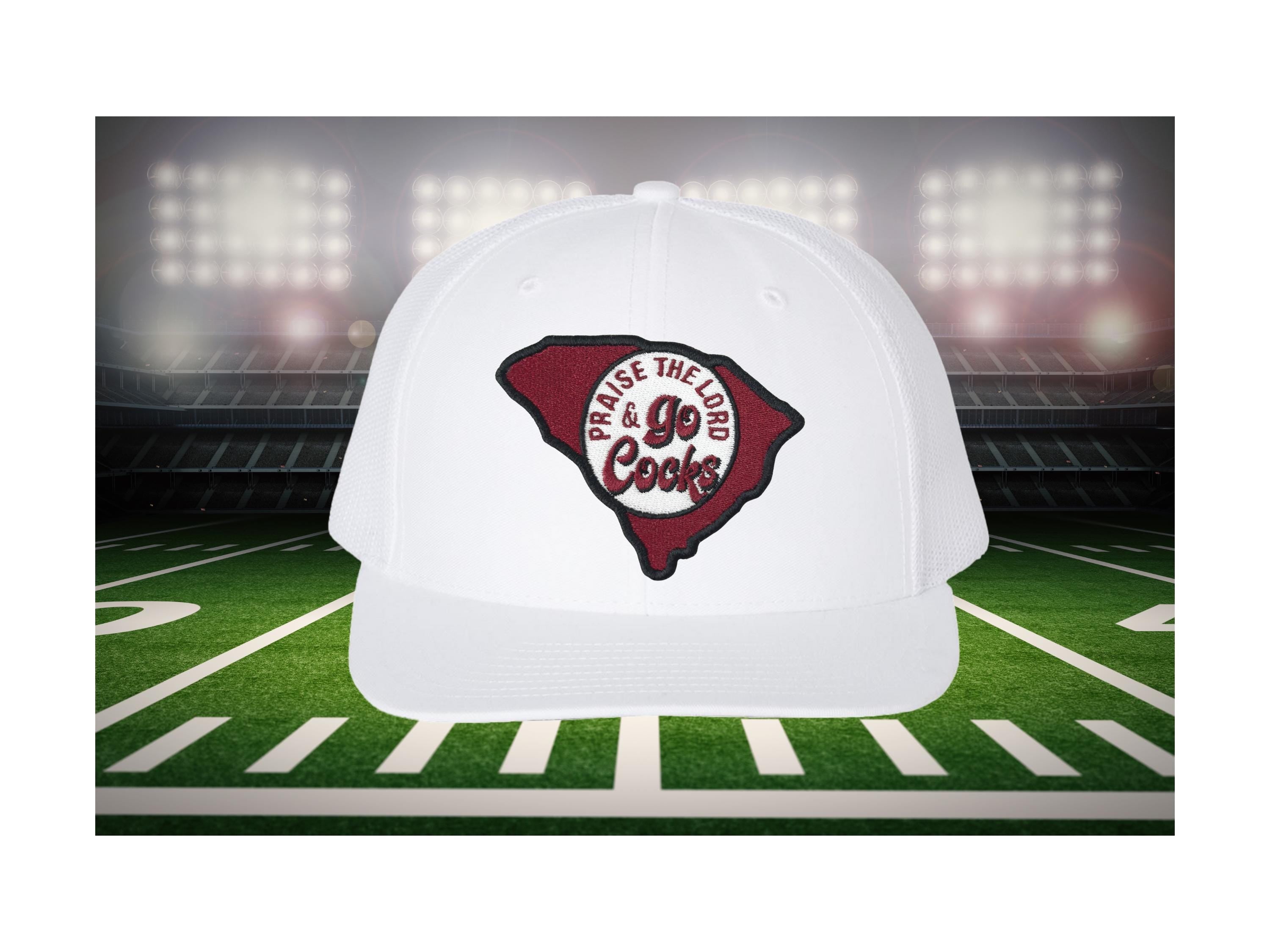 Praise the Lord and Go Cocks Trucker Cap