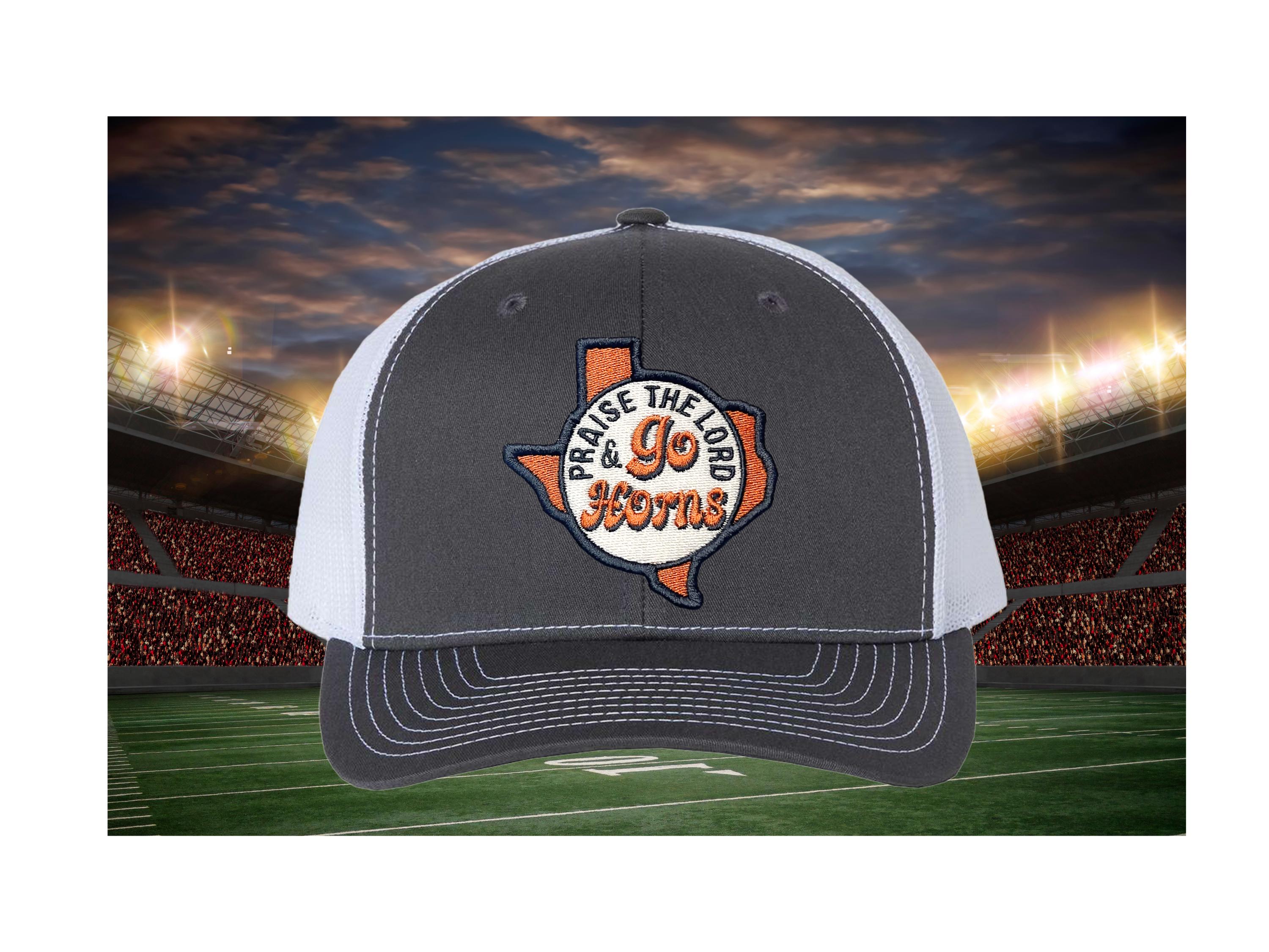 Praise the Lord and Go Horns Trucker Cap