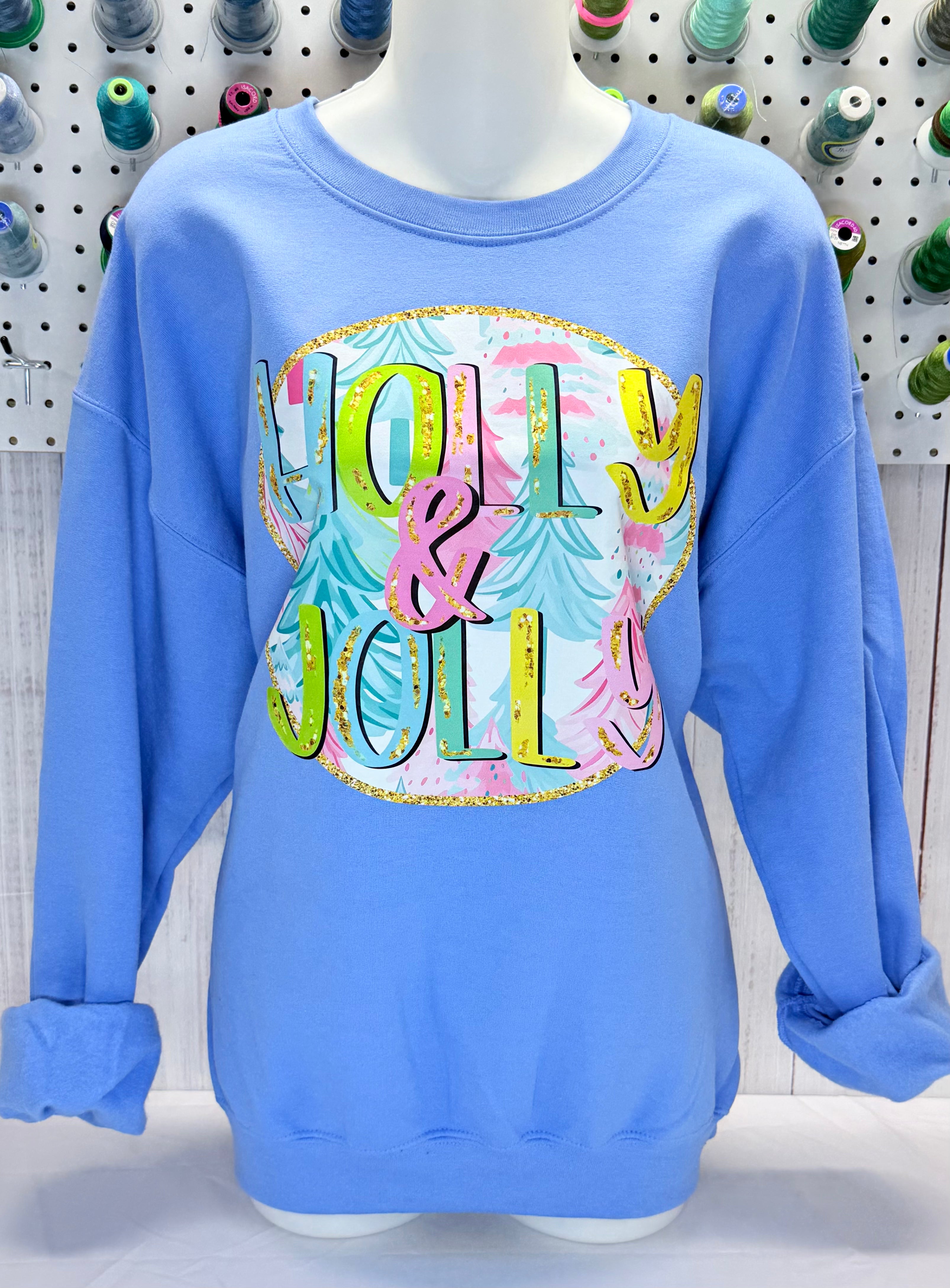 Holly Jolly Christmas Faux Sequins Sweatshirt