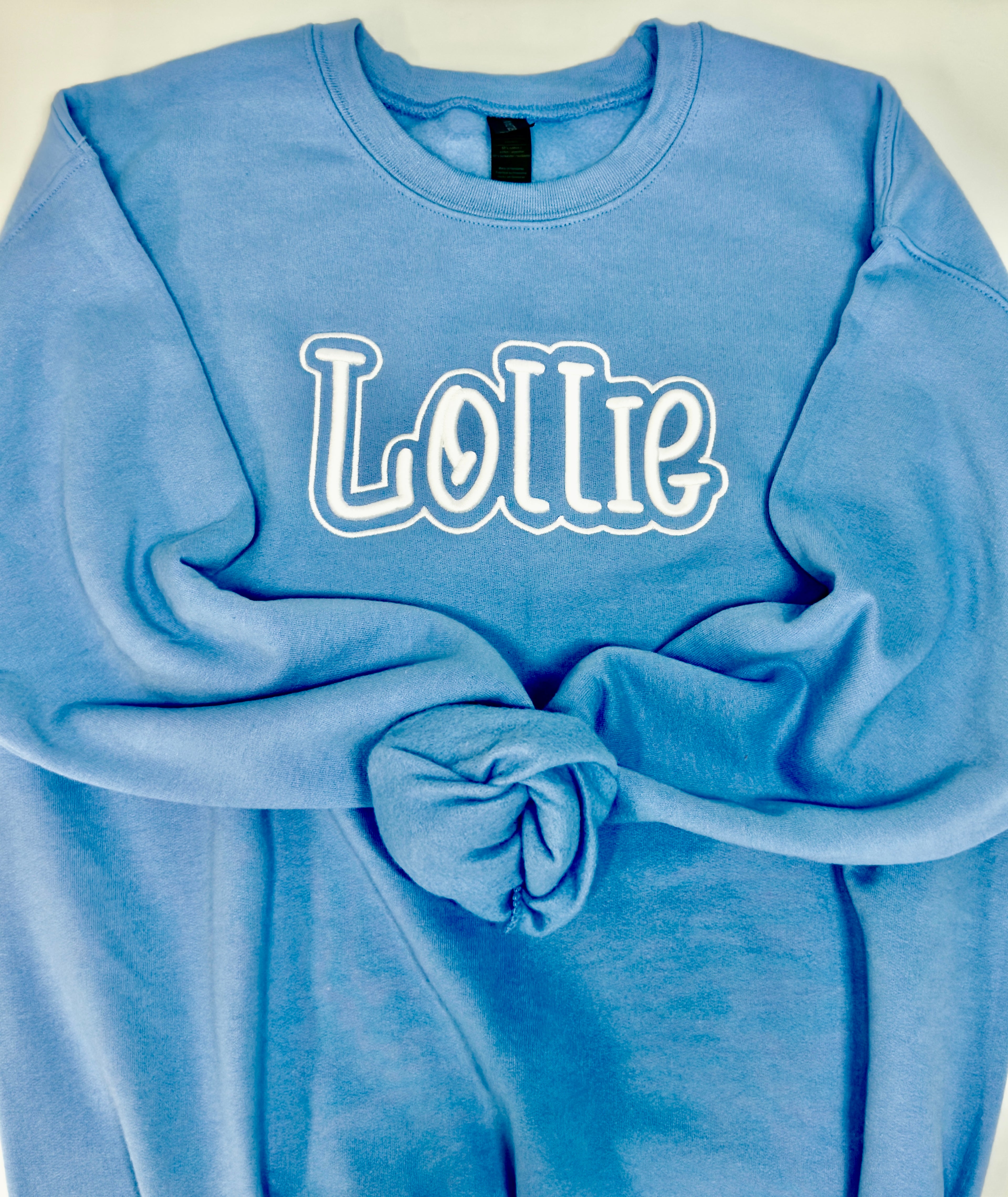 3D Puff Custom Embroidered Outline Monogram or Name Crewneck Sweatshirt
