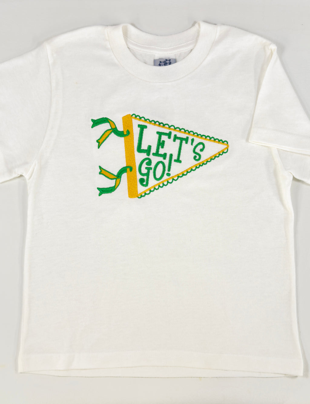 Custom Kids "Let's Go" Pennant Embroidered T-Shirt