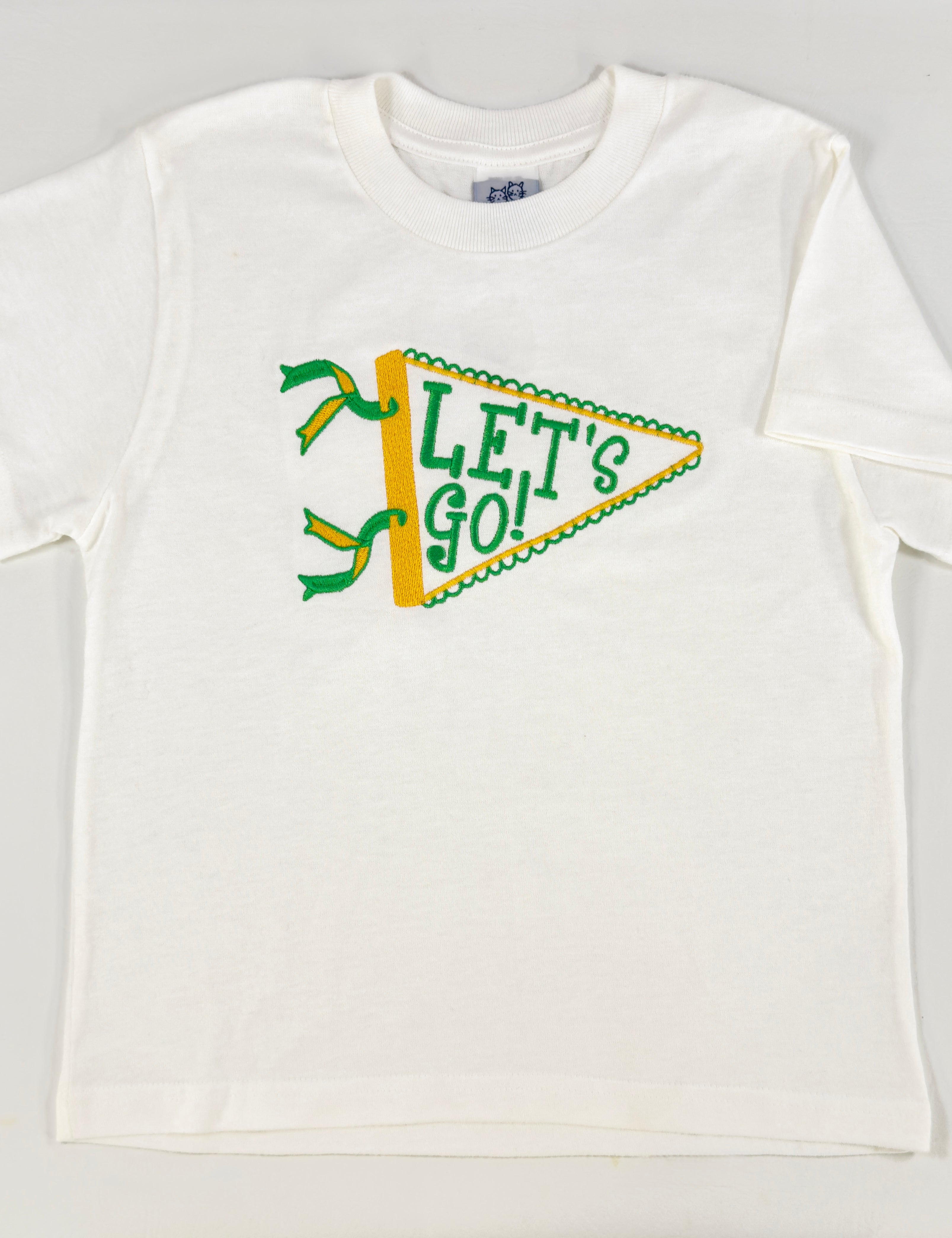 Custom Kids "Let's Go" Pennant Embroidered T-Shirt