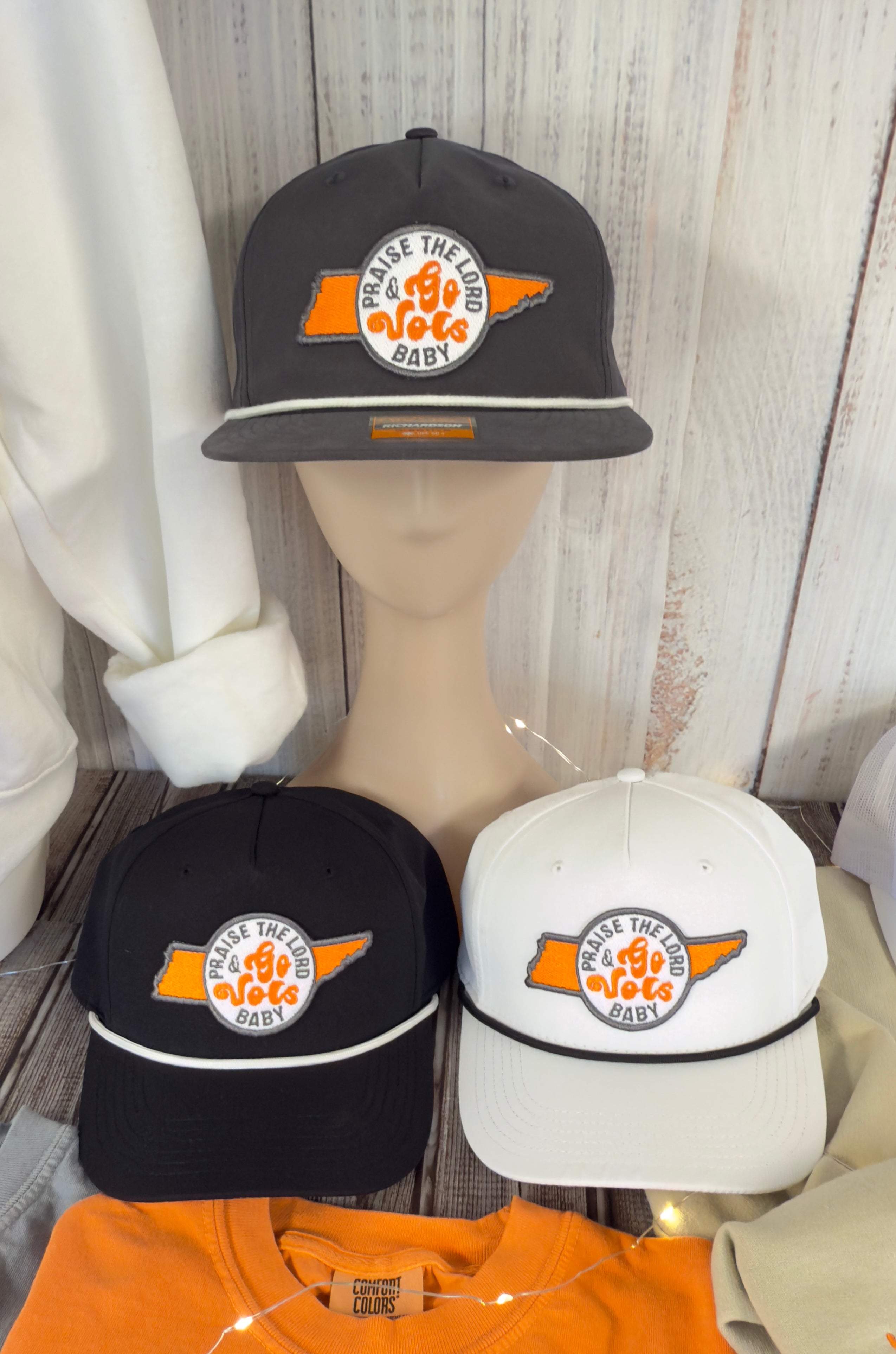 Praise the Lord and Go Vols Baby Rope Cap | Embroidered Adult Solid Cap