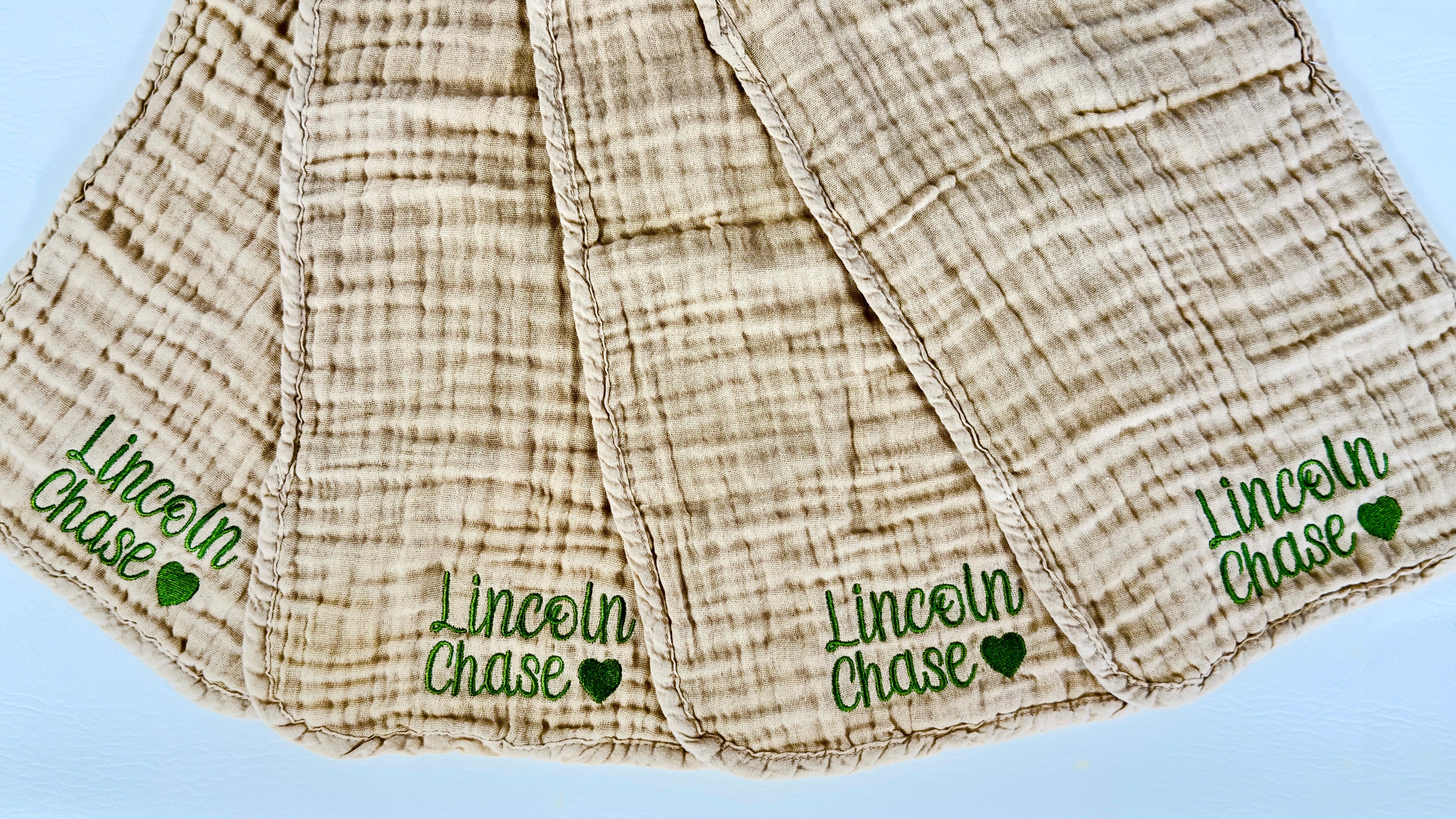 Personalized Muslin Burp Cloths – Newborn Essential Set of 4