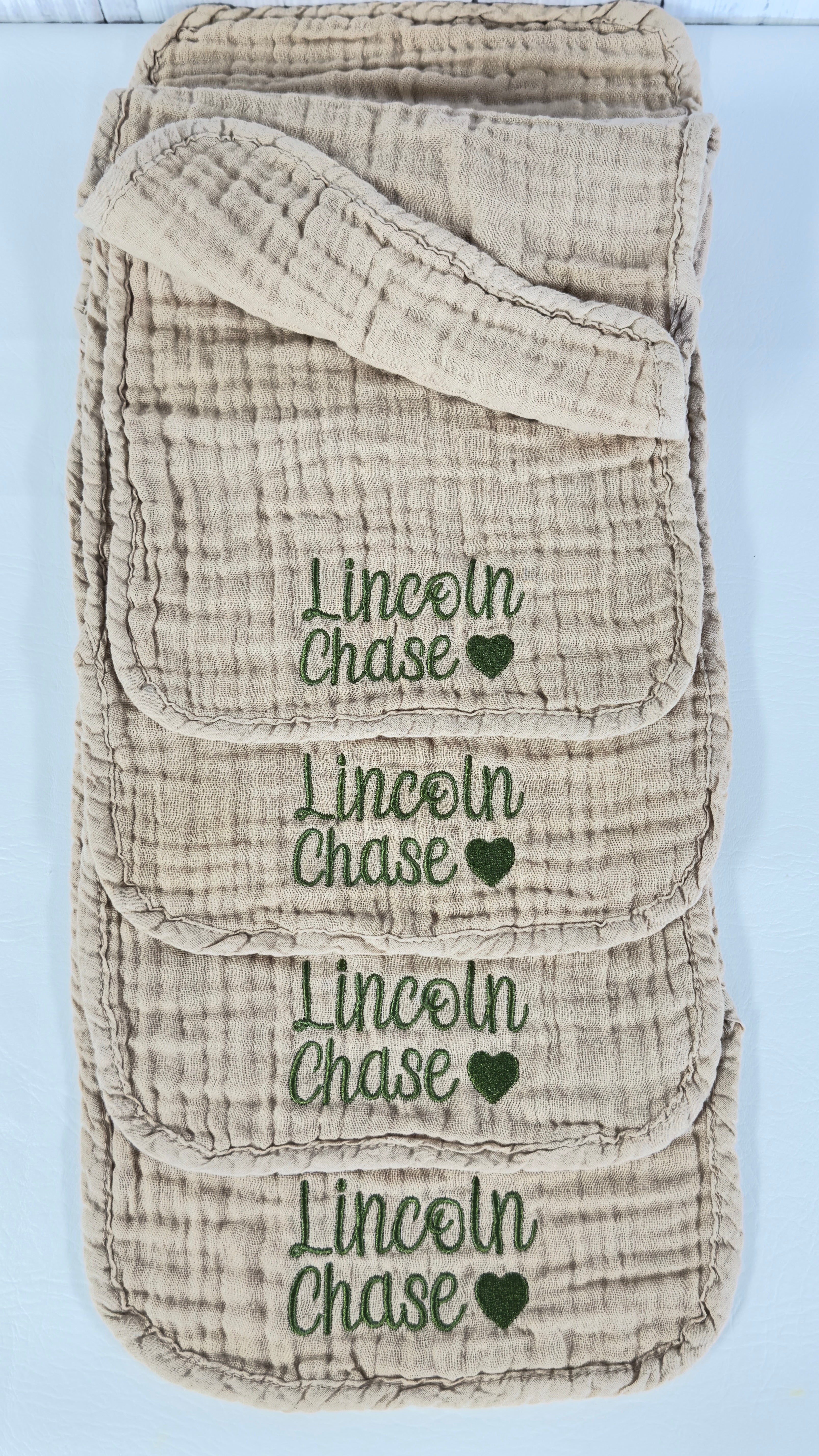 Personalized Muslin Burp Cloths – Newborn Essential Set of 4
