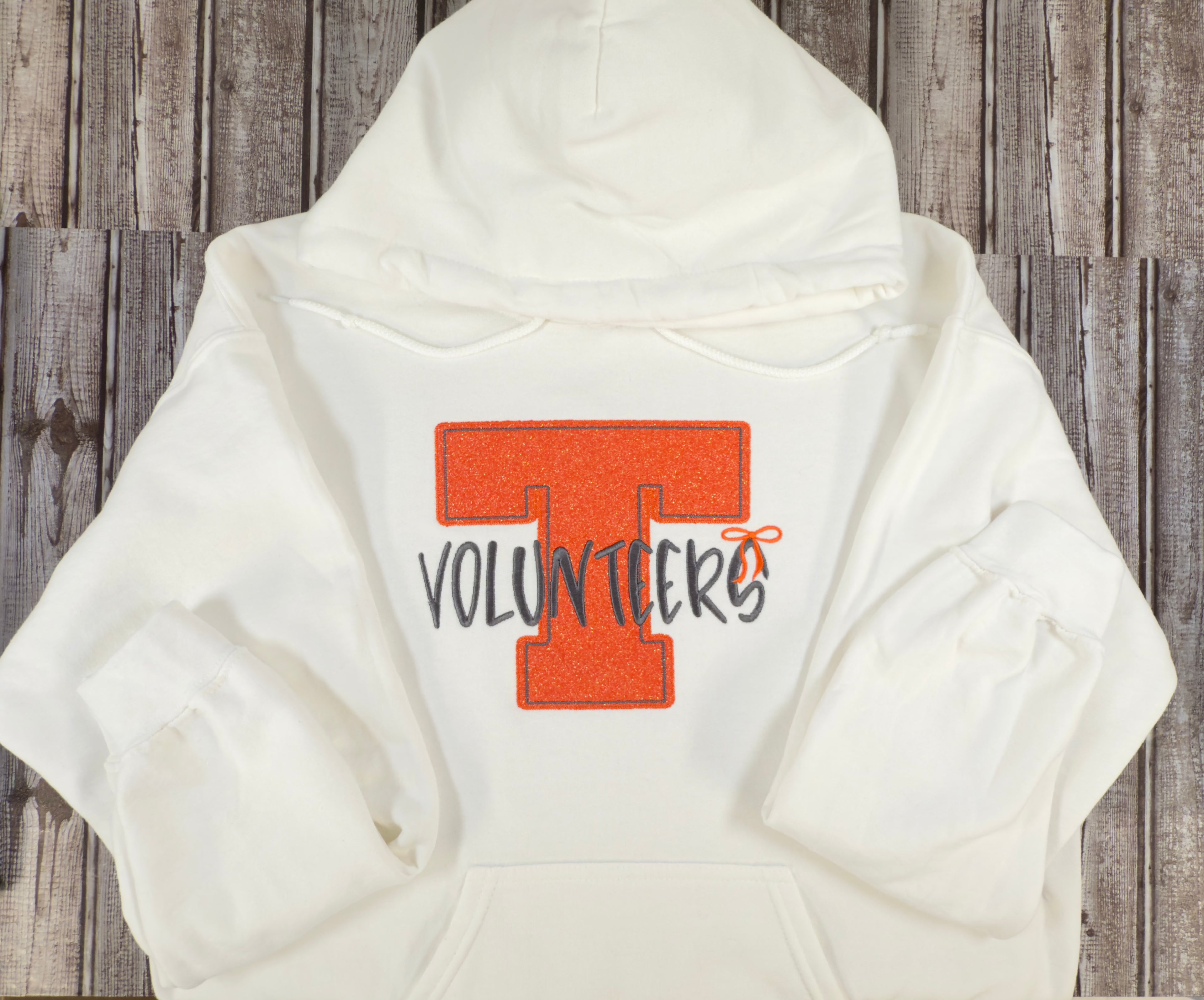 Glittery Big T Hoodie with Volunteers Embroidery