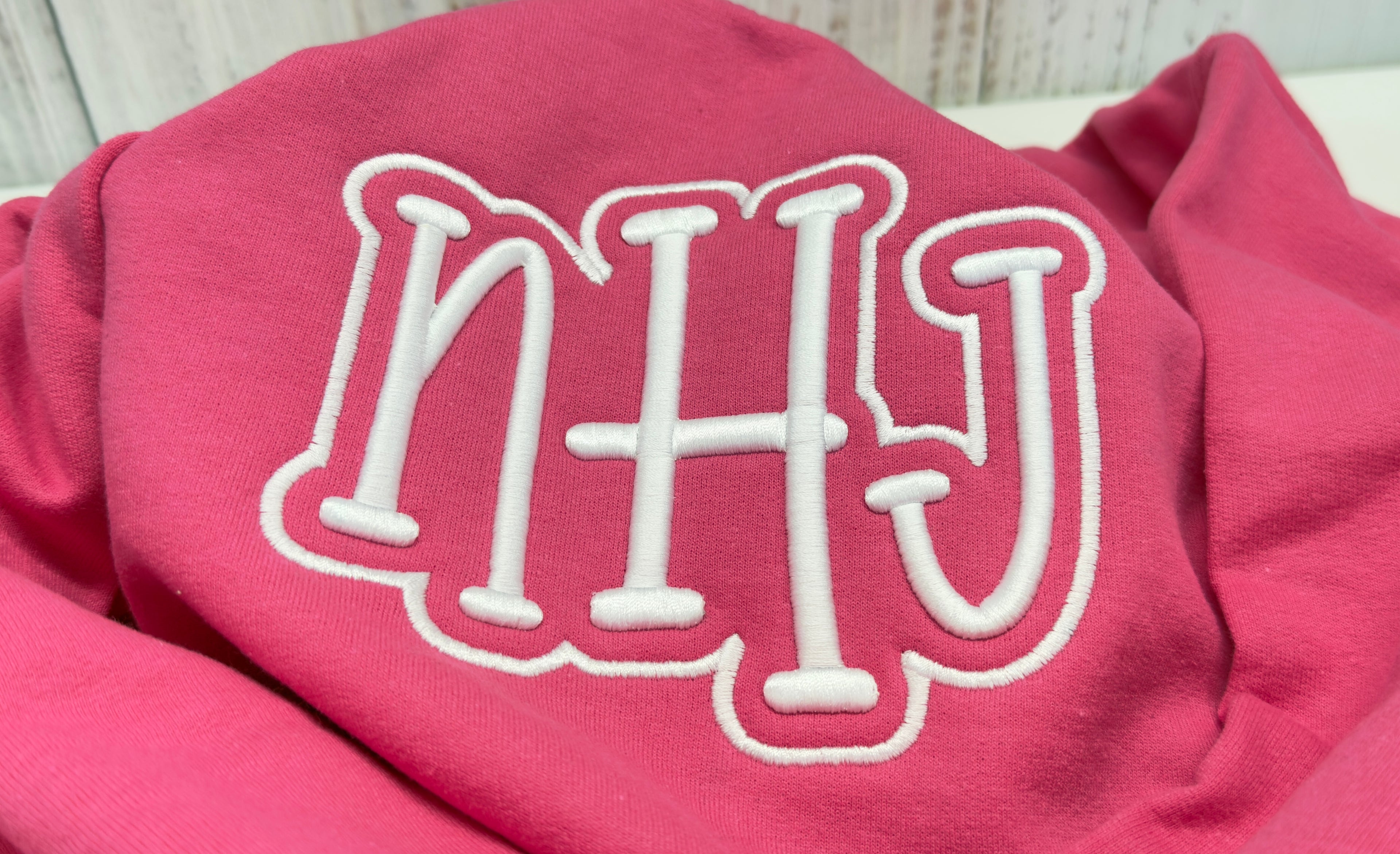 3D Puff Custom Embroidered Outline Monogram or Name Crewneck Sweatshirt