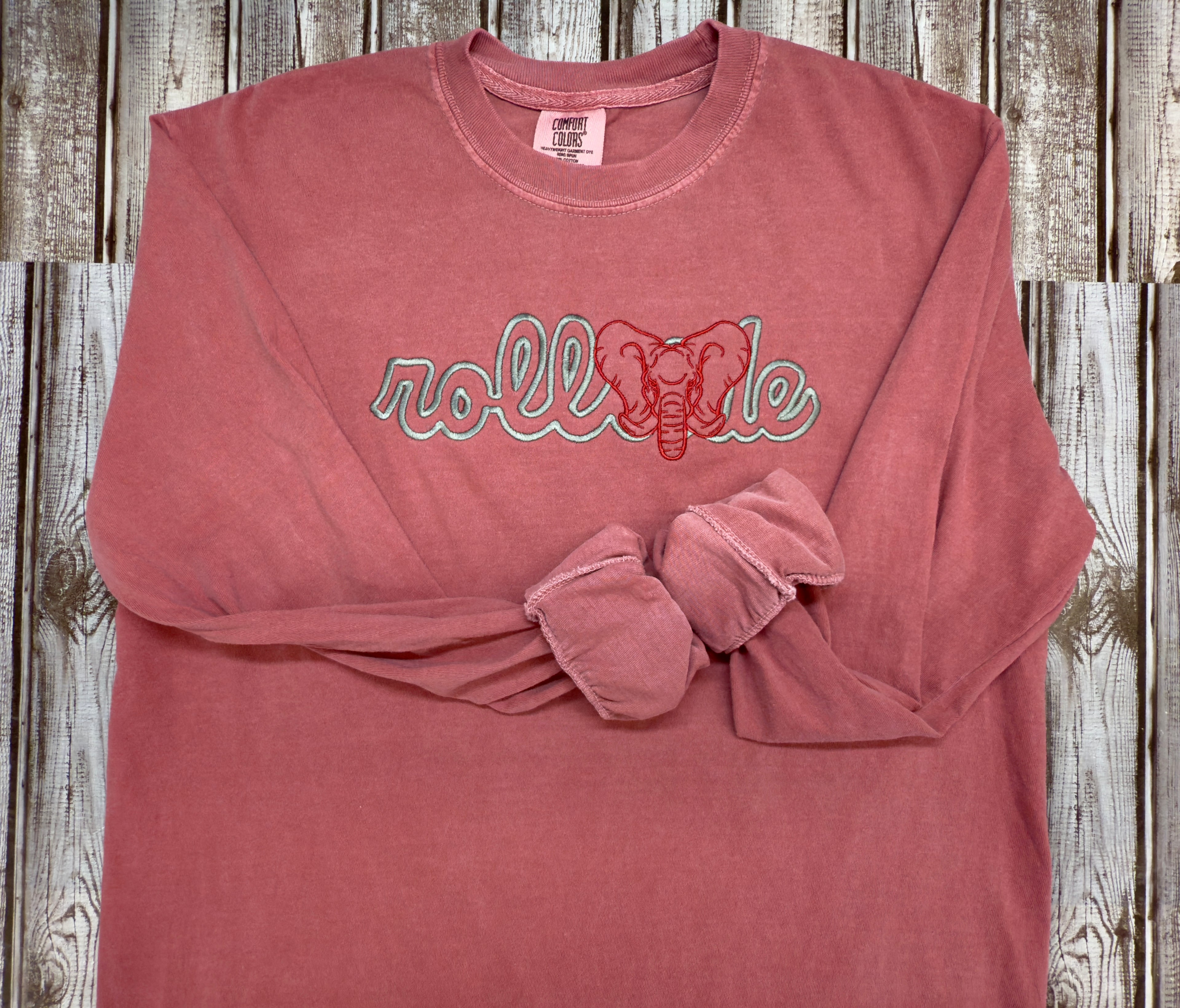 Roll Tide Embroidered Comfort Colors® Long Sleeve Tee | Vintage Elephant Mascot Design