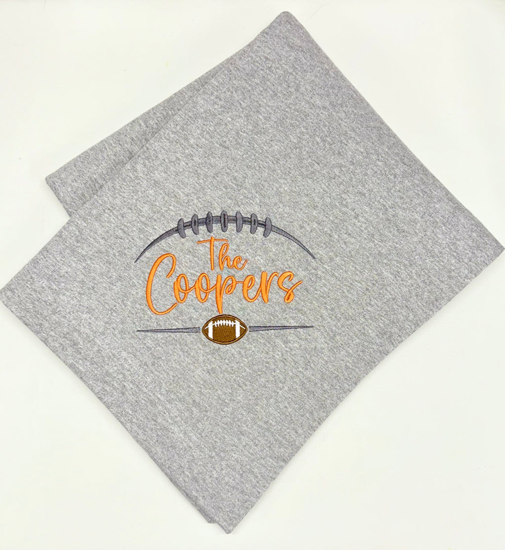 Personalized Football Stadium Blanket | Custom Embroidered Family Throw