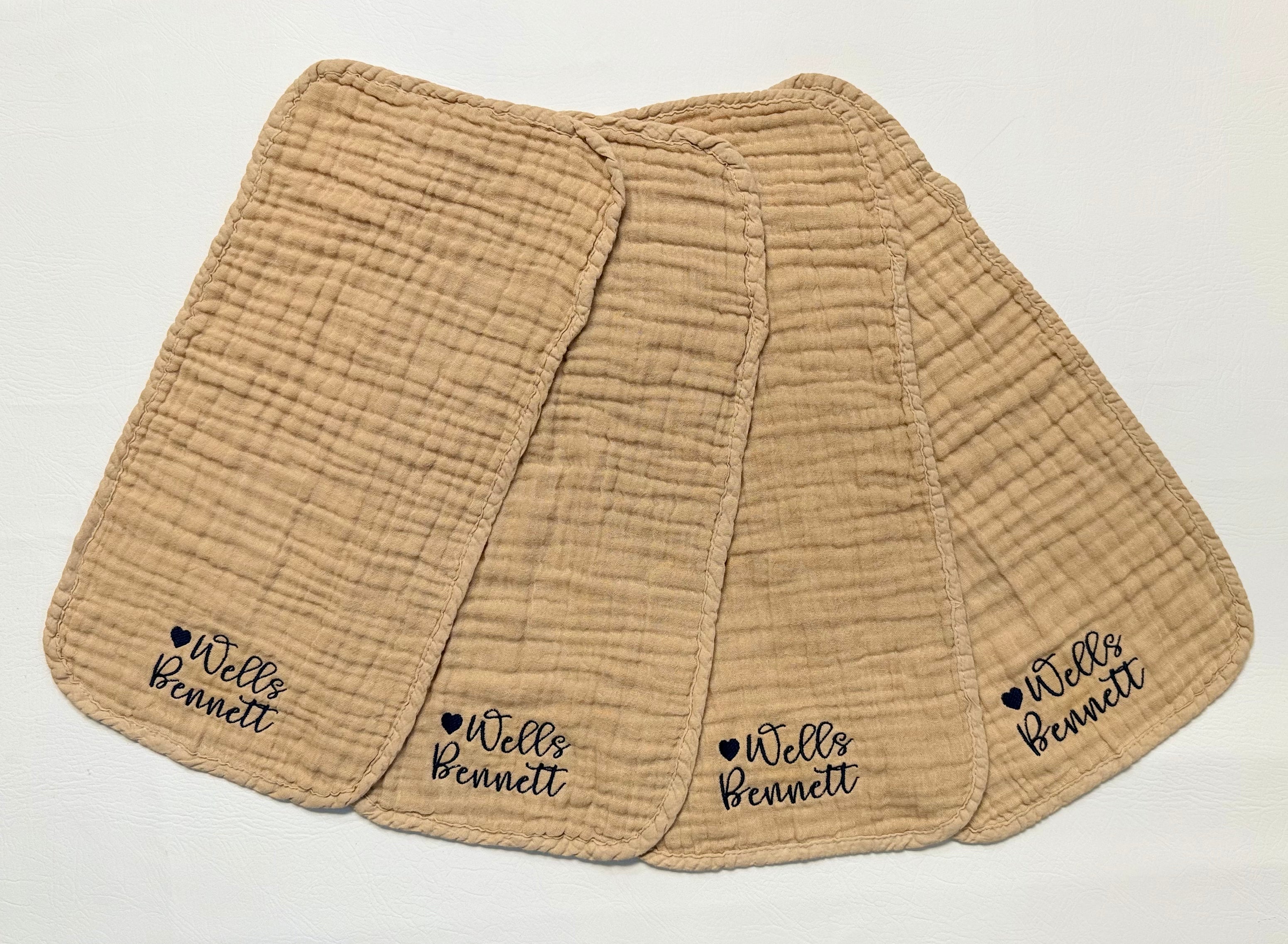 Personalized Muslin Burp Cloths Newborn Essential Set of 4