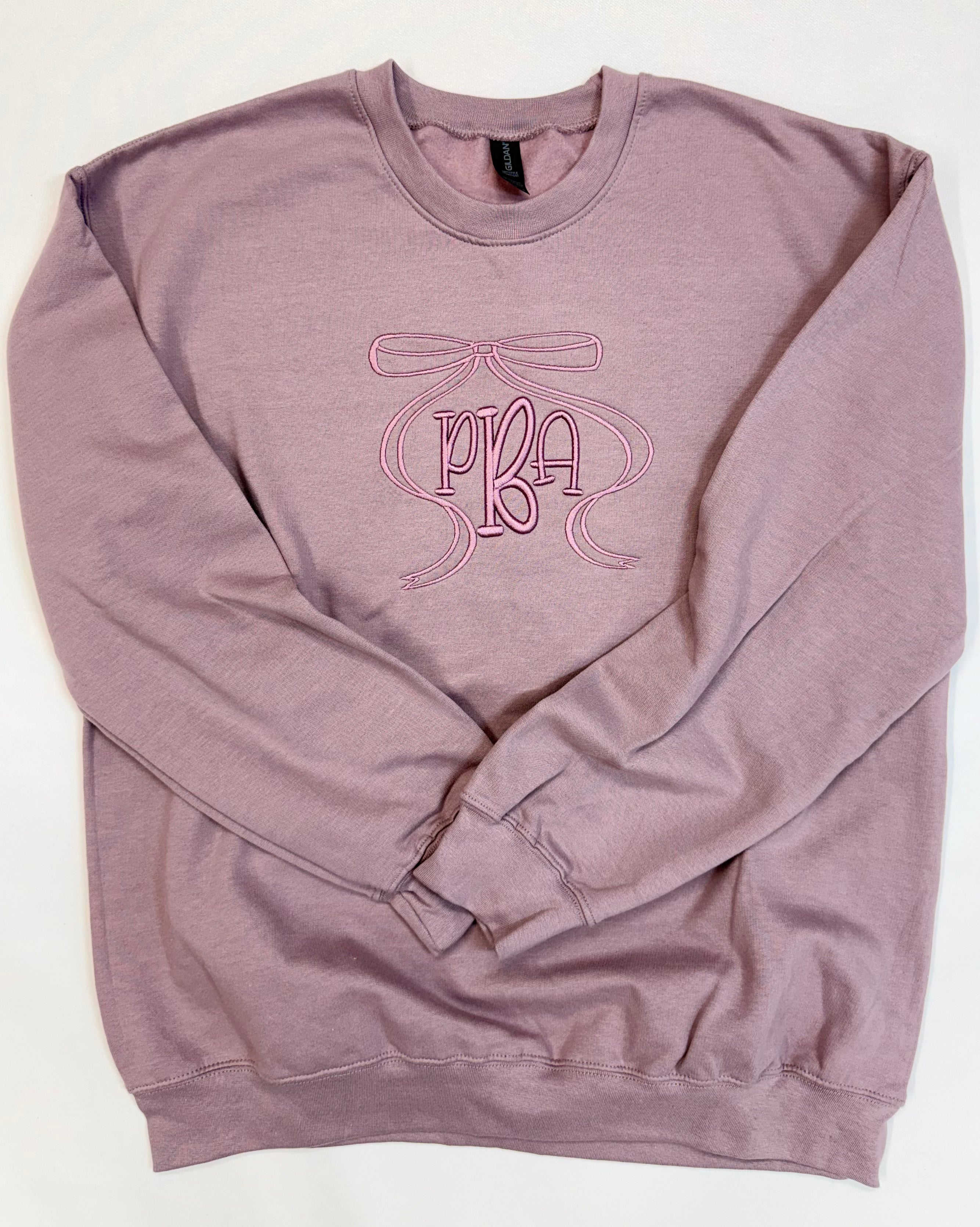 Custom 3D Puff Embroidered Bow Monogram Sweatshirt | Three Letter Initials