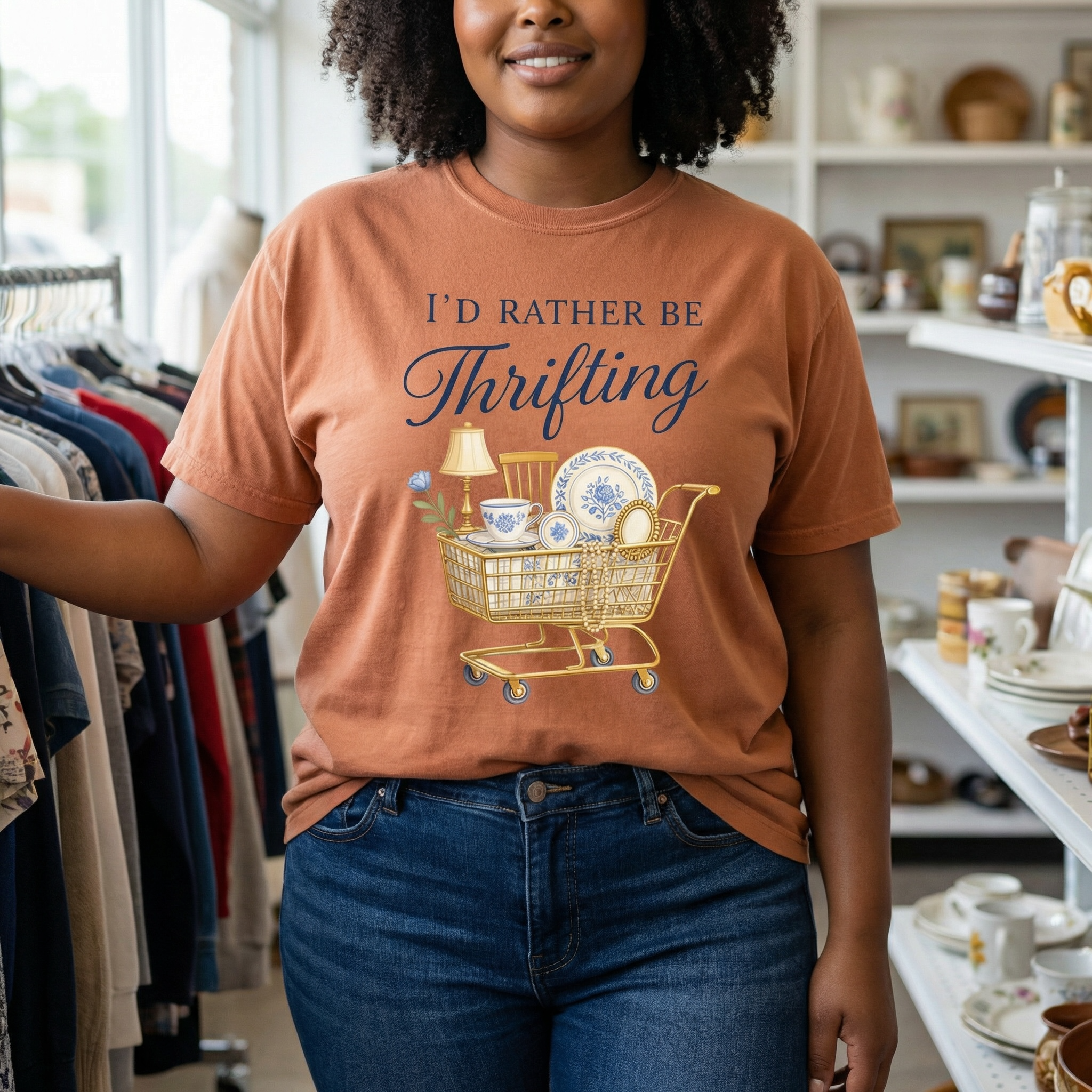 I’d Rather Be Thrifting Shirt Vintage Shopping Graphic Tee
