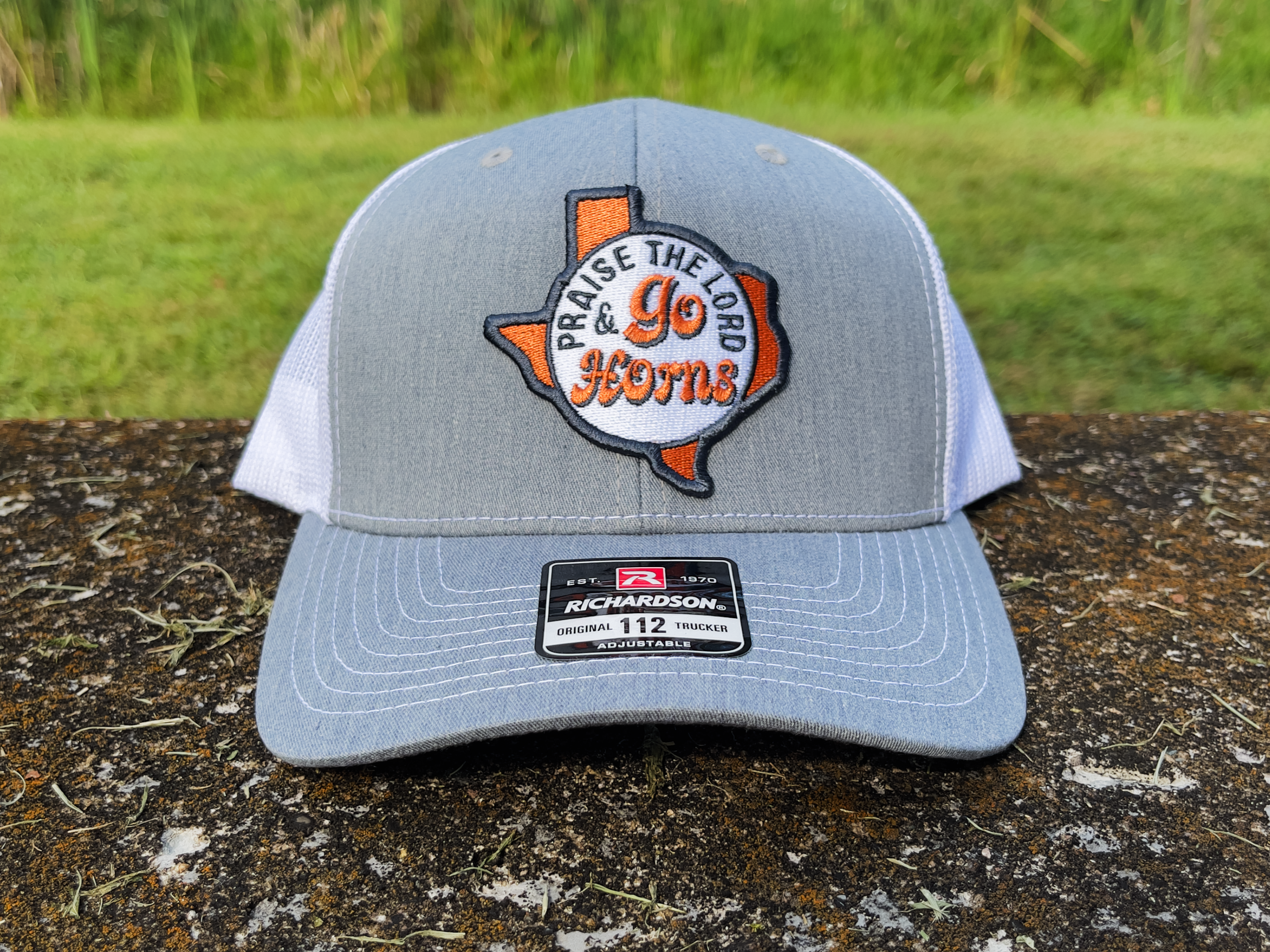 Praise the Lord and Go Horns Trucker Cap