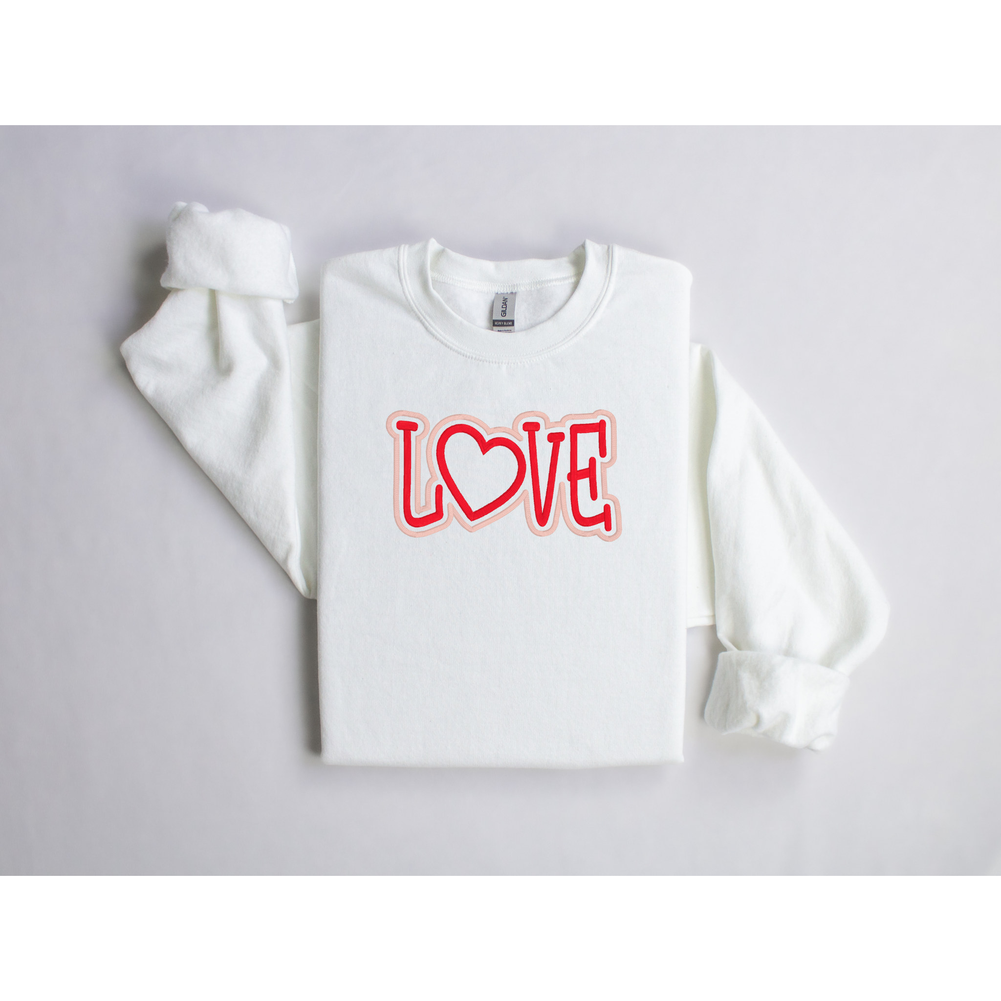 LOVE Puff Embroidered Sweatshirt | Heart Detail | Cozy Custom Stitch Crewneck