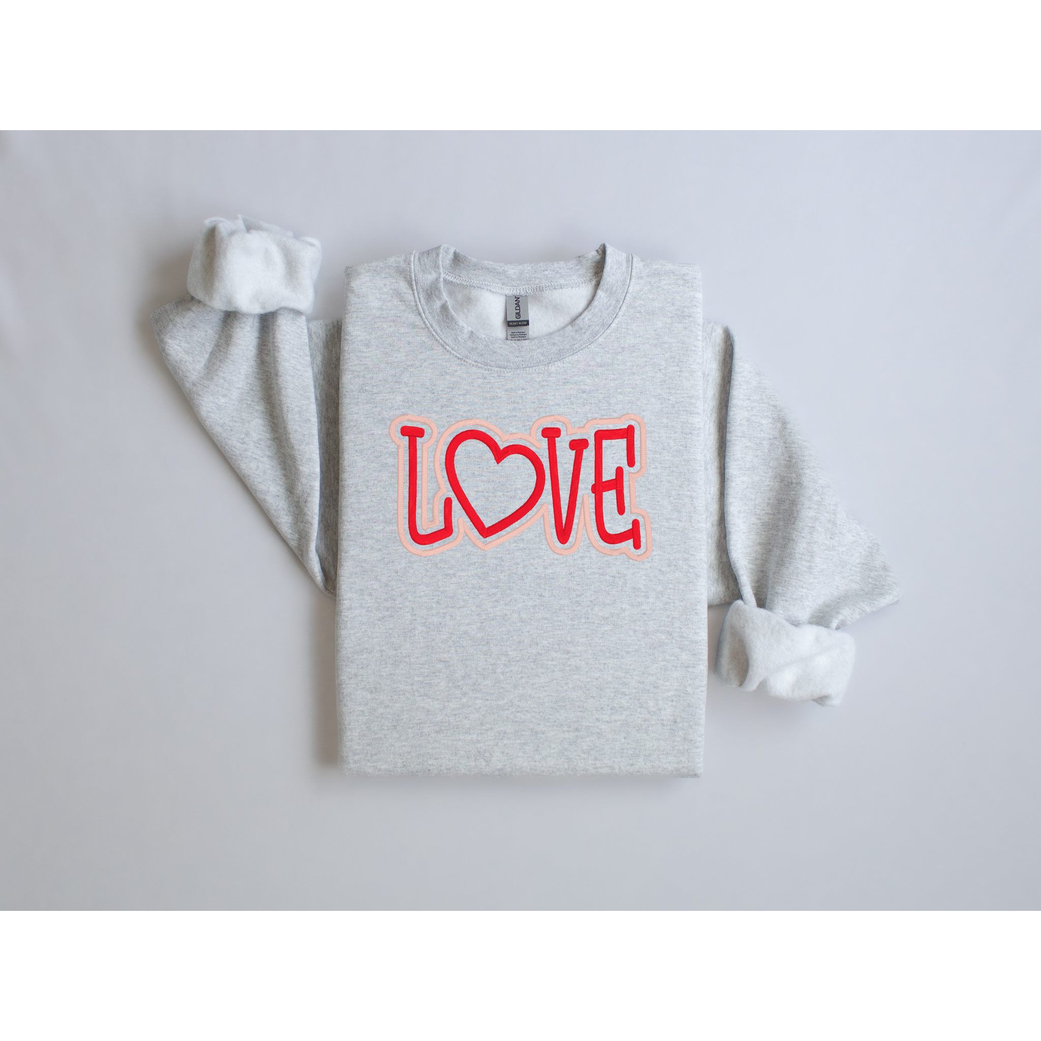 LOVE Puff Embroidered Sweatshirt | Heart Detail | Cozy Custom Stitch Crewneck