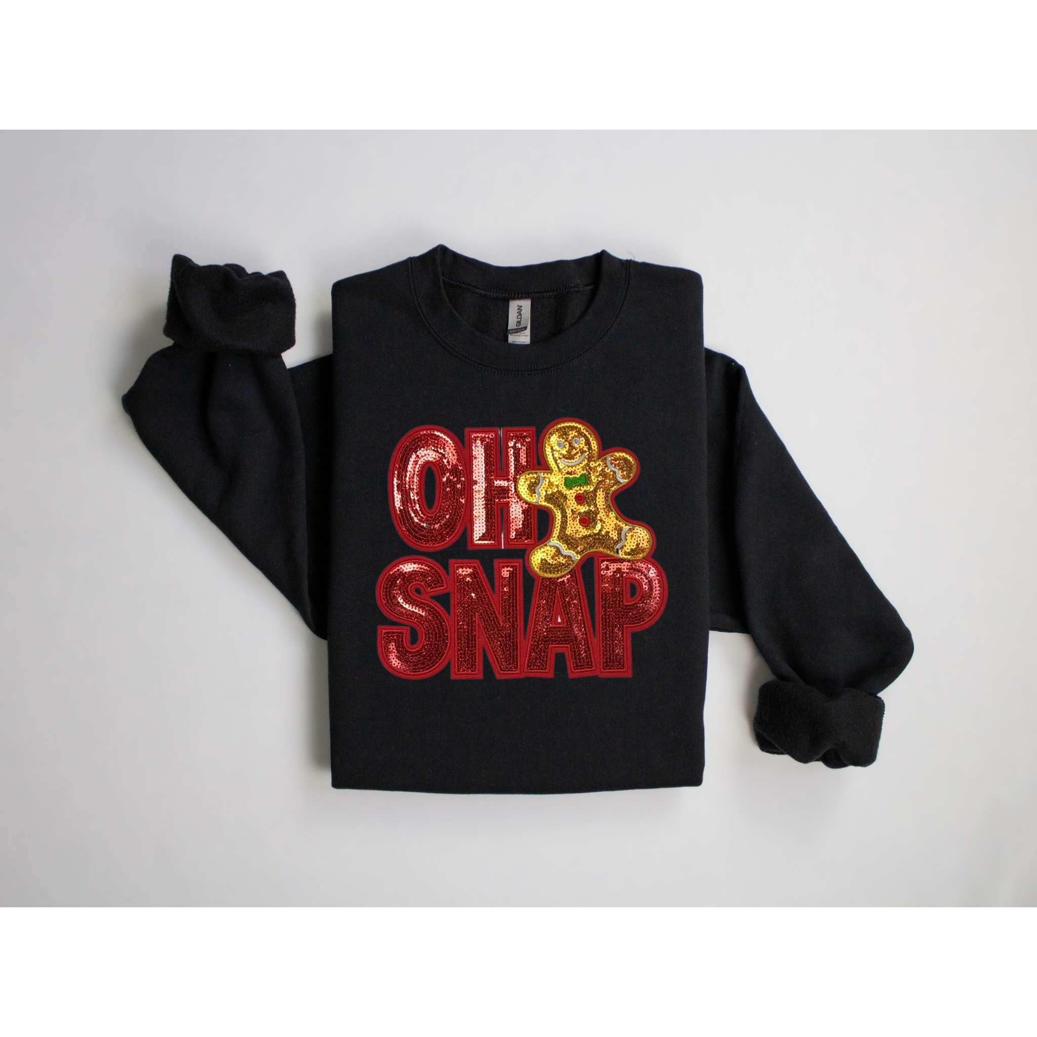 Oh Snap Gingerbread Man Sparkly Sequin Sweatshirt
