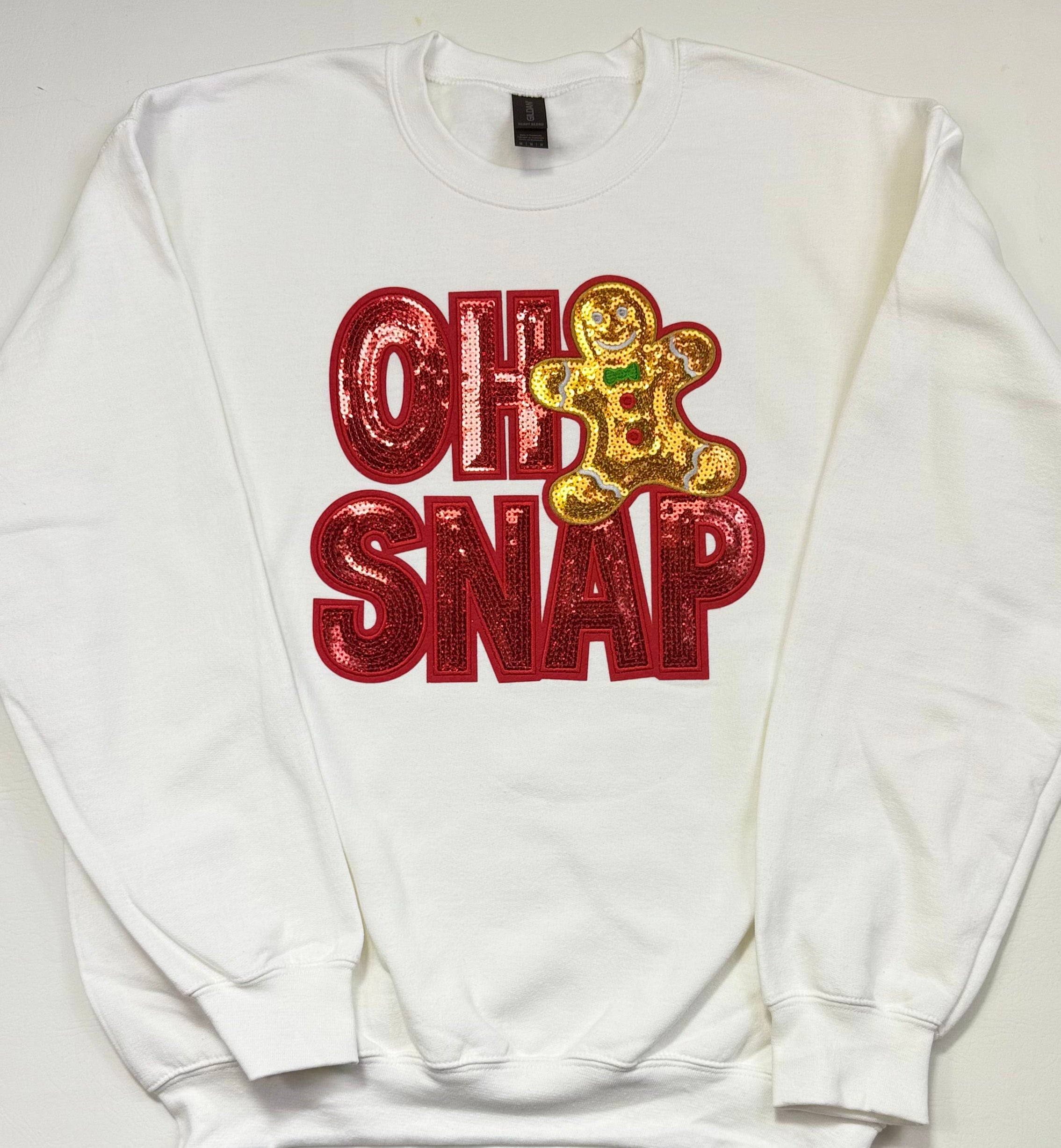 Oh Snap Gingerbread Man Sparkly Sequin Sweatshirt