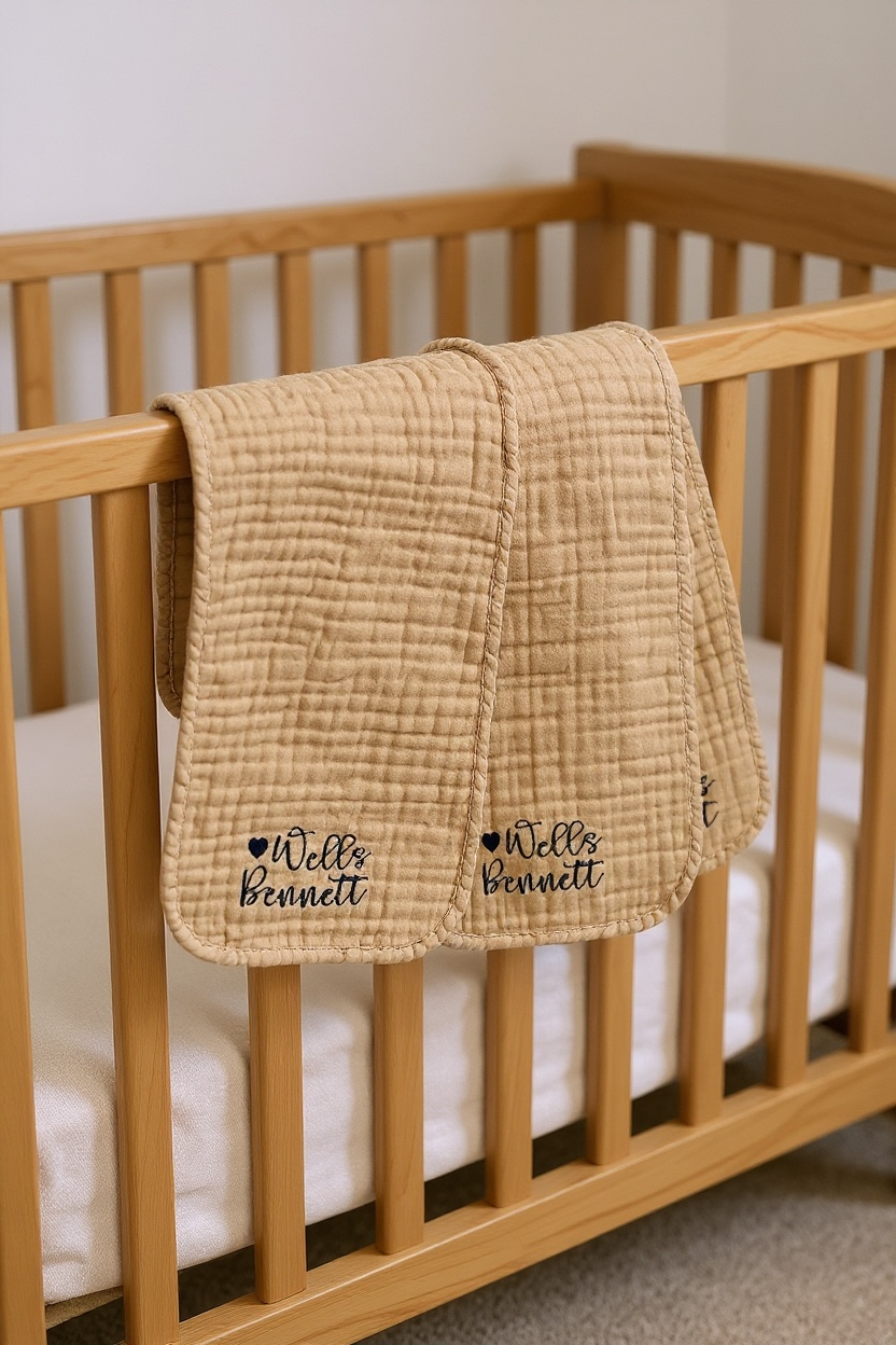 Personalized Muslin Burp Cloths Newborn Essential Set of 4