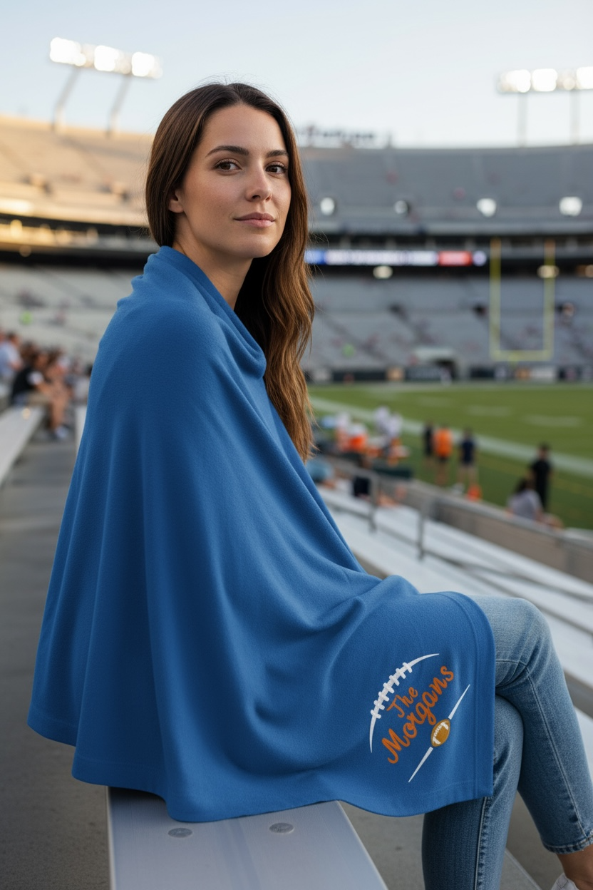 Personalized Football Stadium Blanket | Custom Embroidered Family Throw