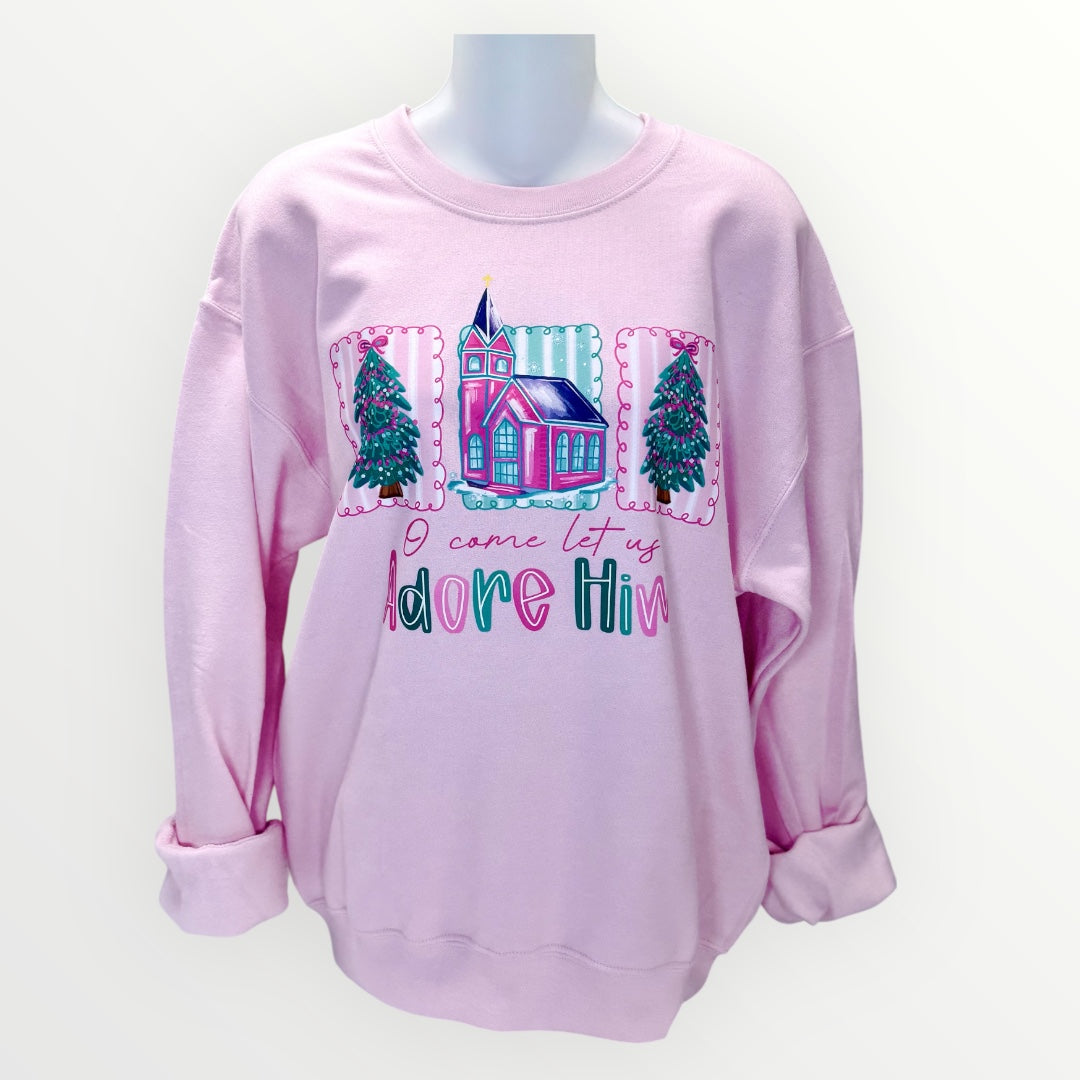 O Come Let Us Adore Him Christmas Holiday Sweatshirt