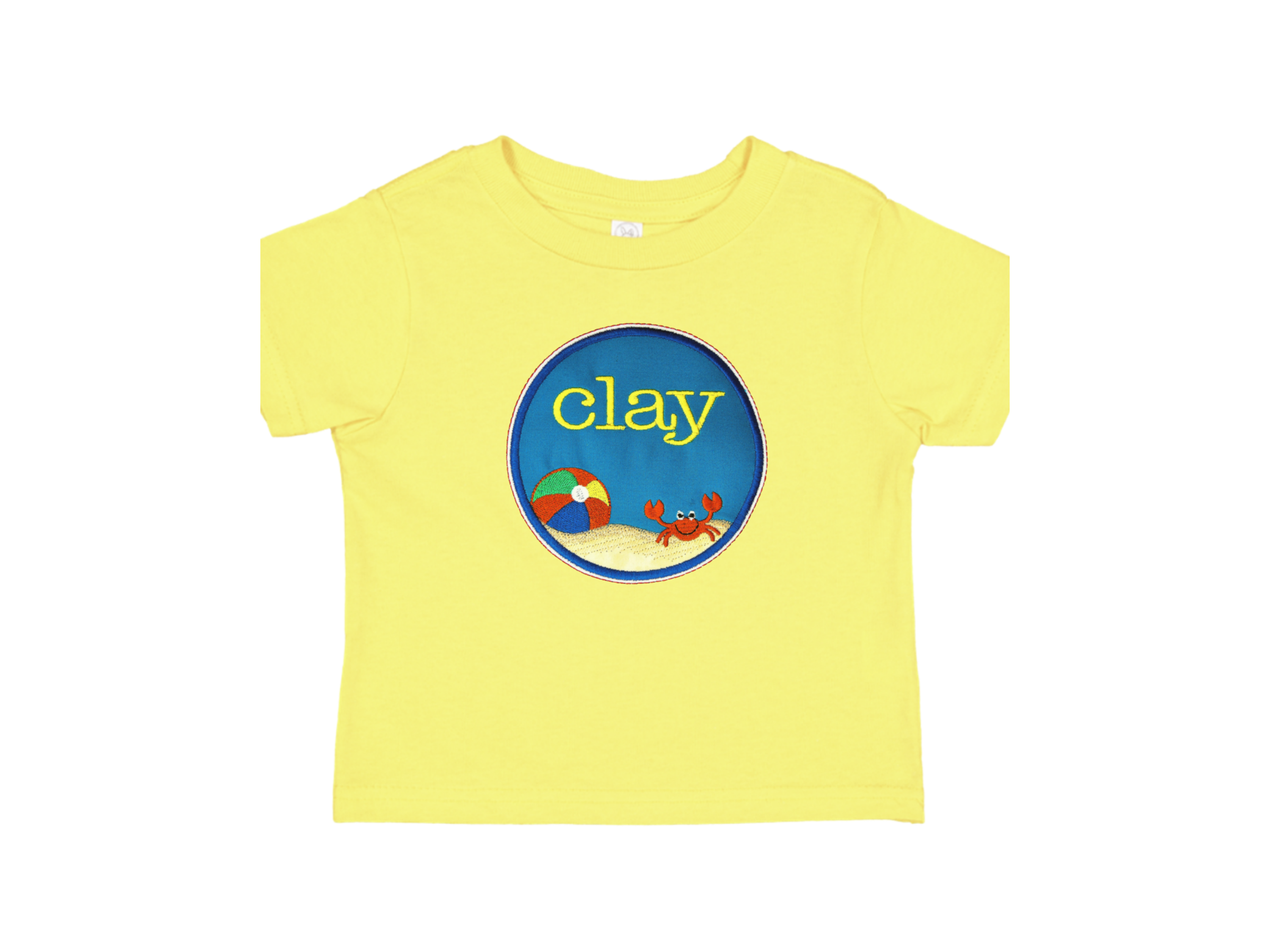 Personalized Beach Scene Appliqué Kids T-Shirt – Custom Name Summer Vacation Tee