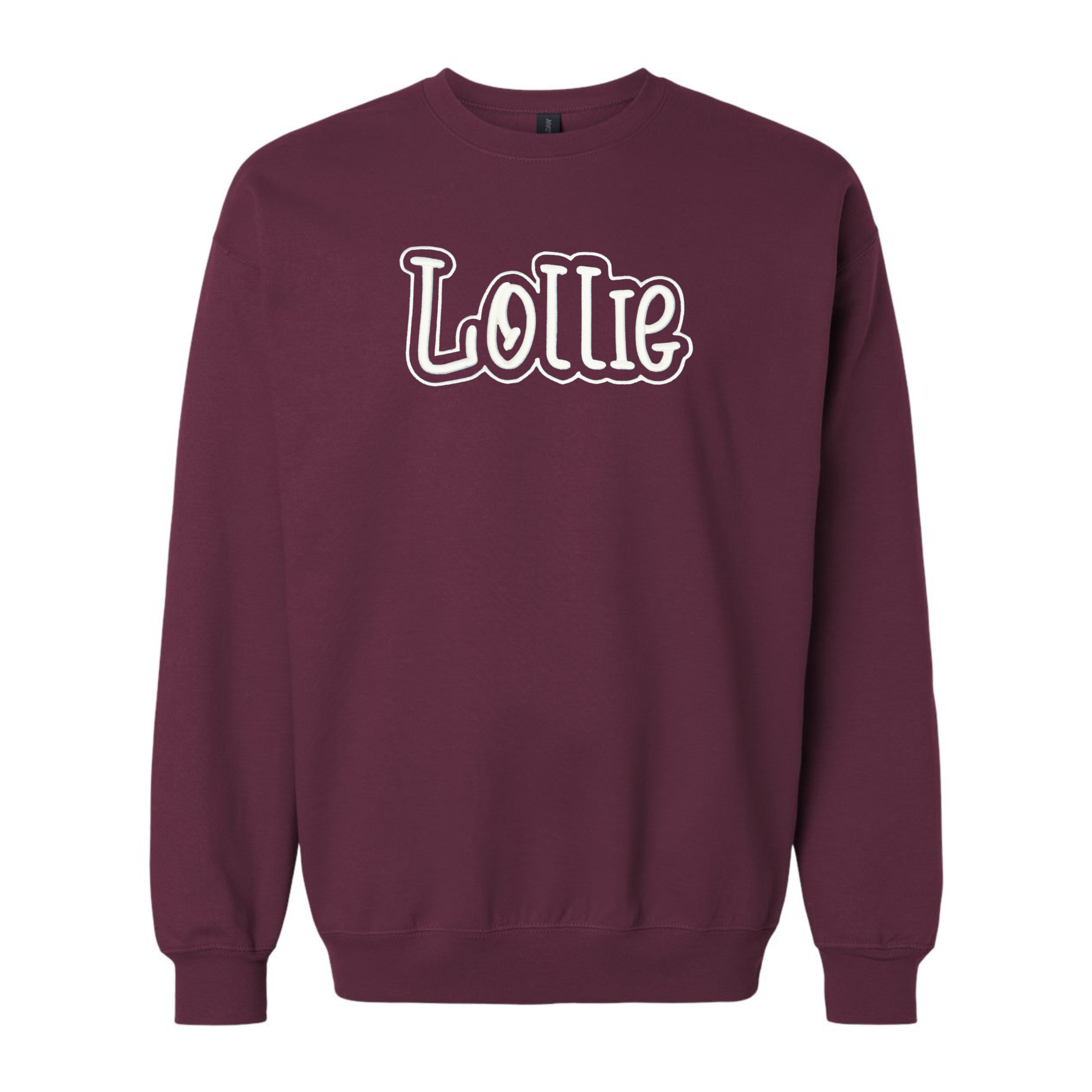 3D Puff Custom Embroidered Outline Monogram or Name Crewneck Sweatshirt