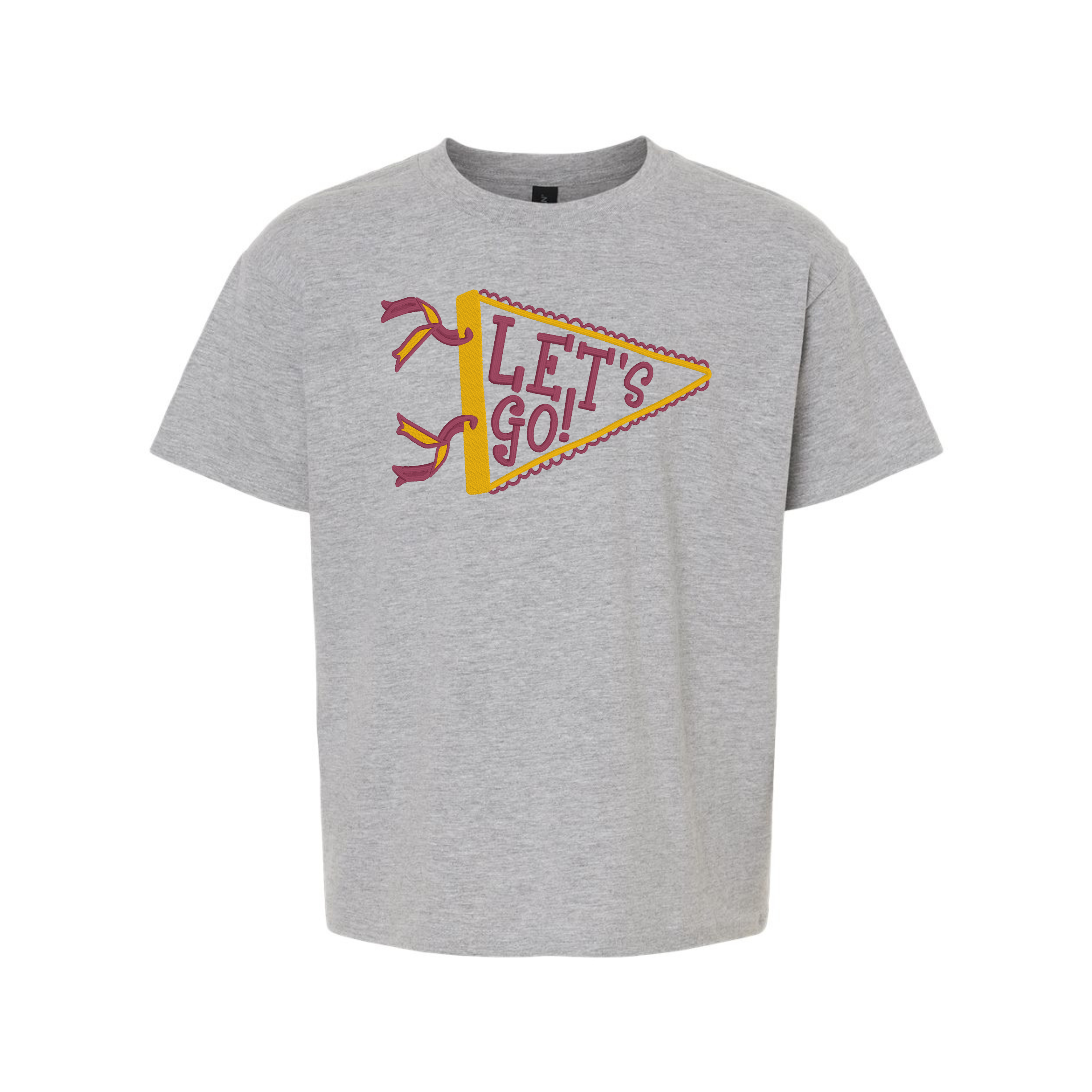 Custom Kids "Let's Go" Pennant Embroidered T-Shirt