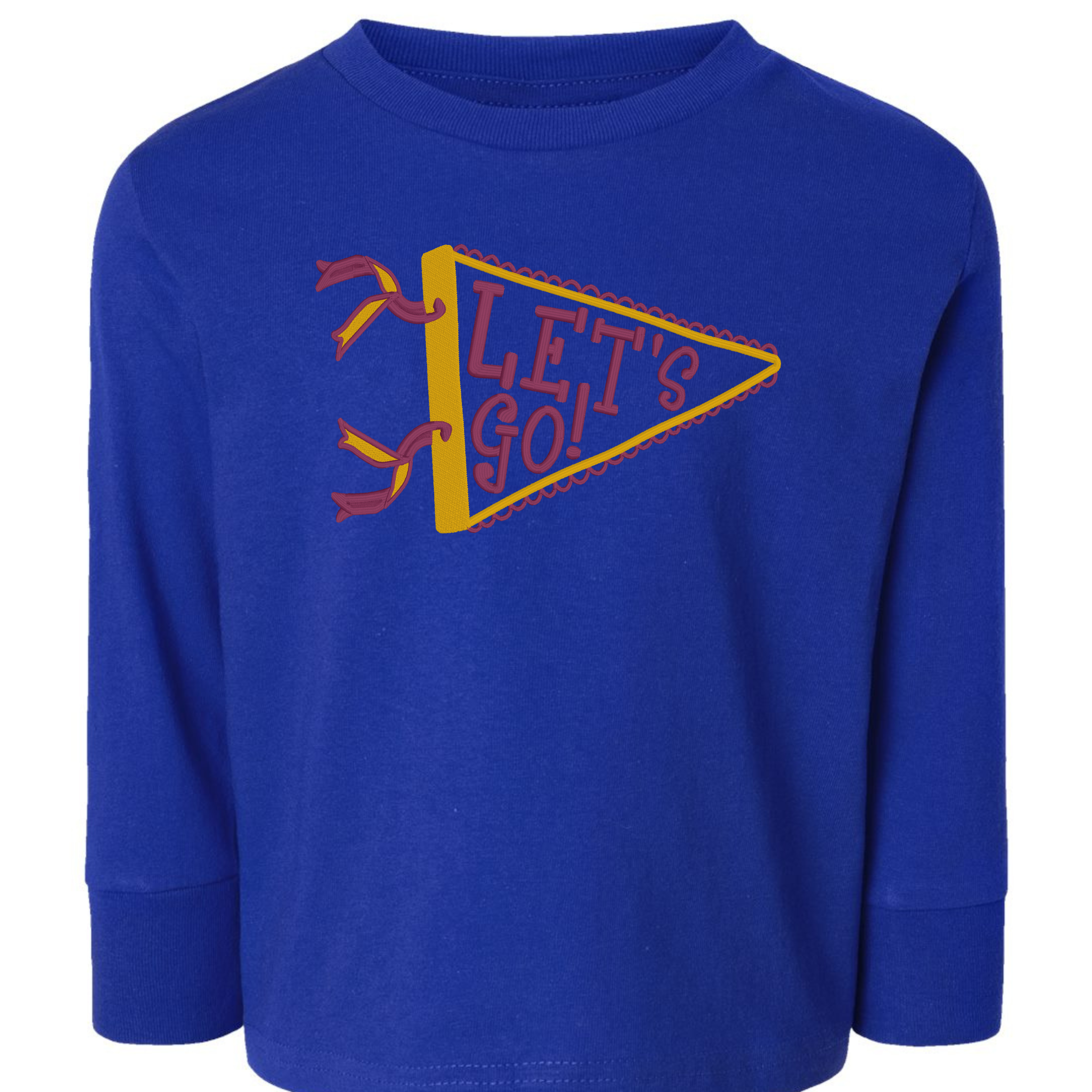 Custom Kids "Let's Go" Pennant Embroidered T-Shirt