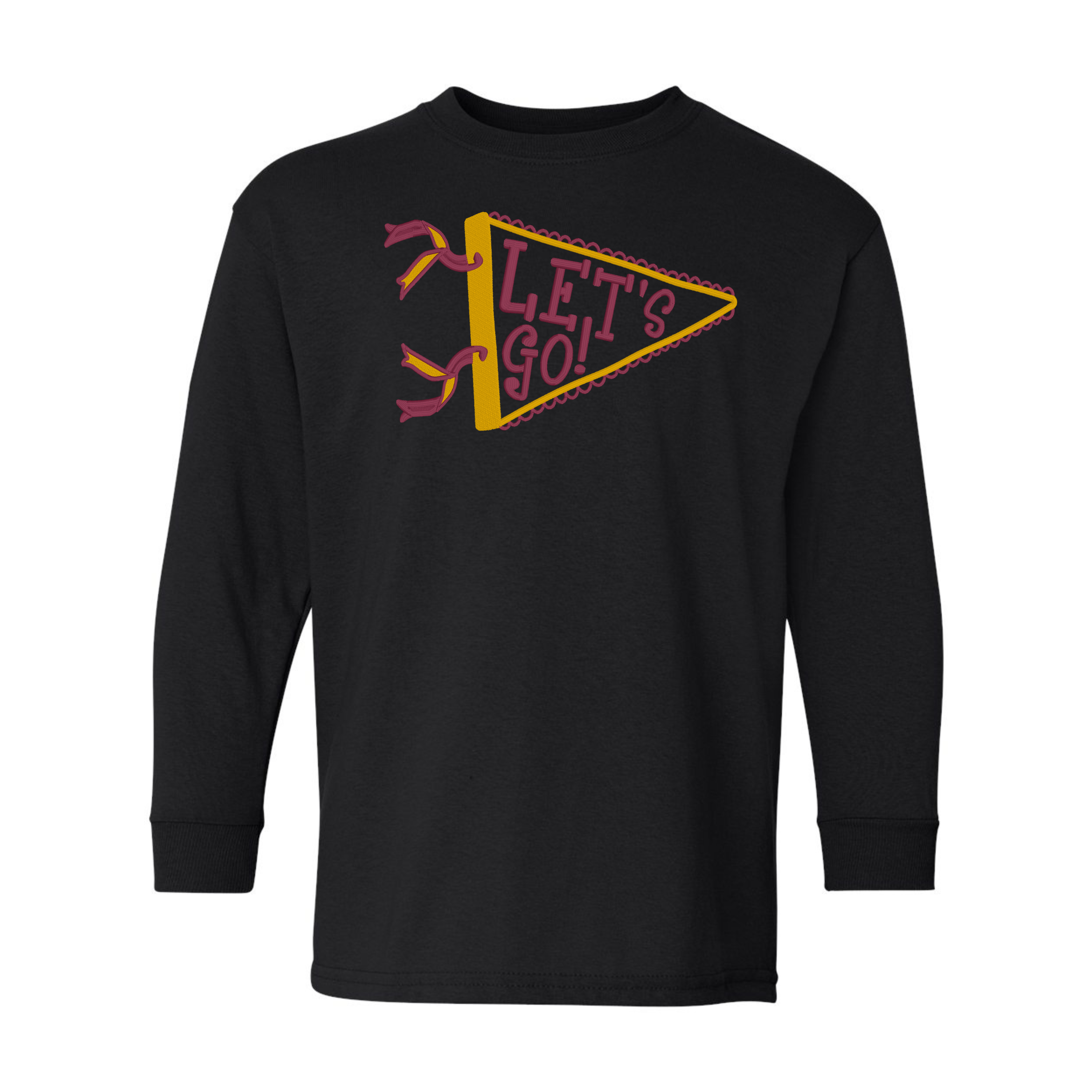 Custom Kids "Let's Go" Pennant Embroidered T-Shirt