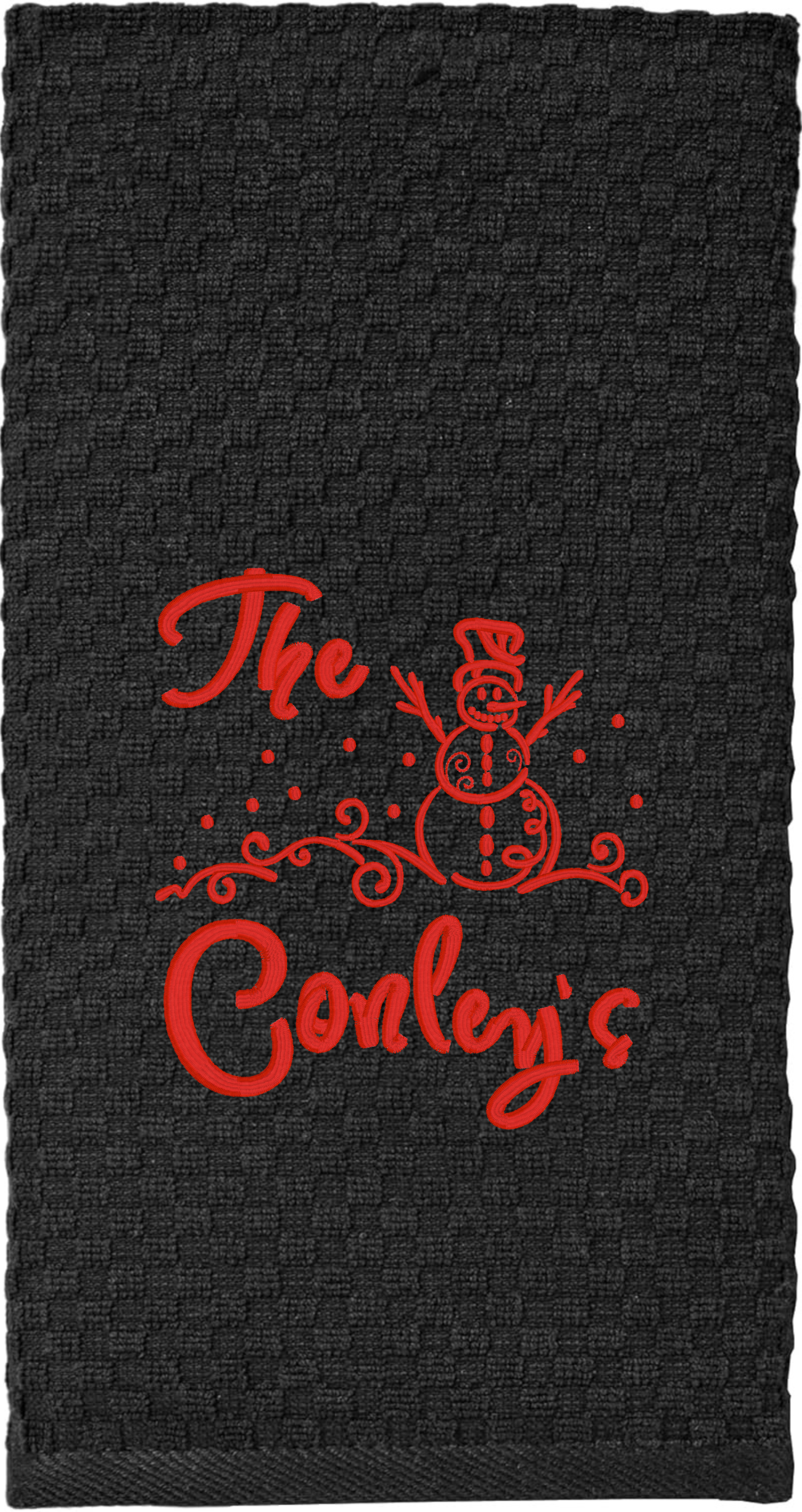 Personalized Whimsical Snowman Embroidered Kitchen Towel
