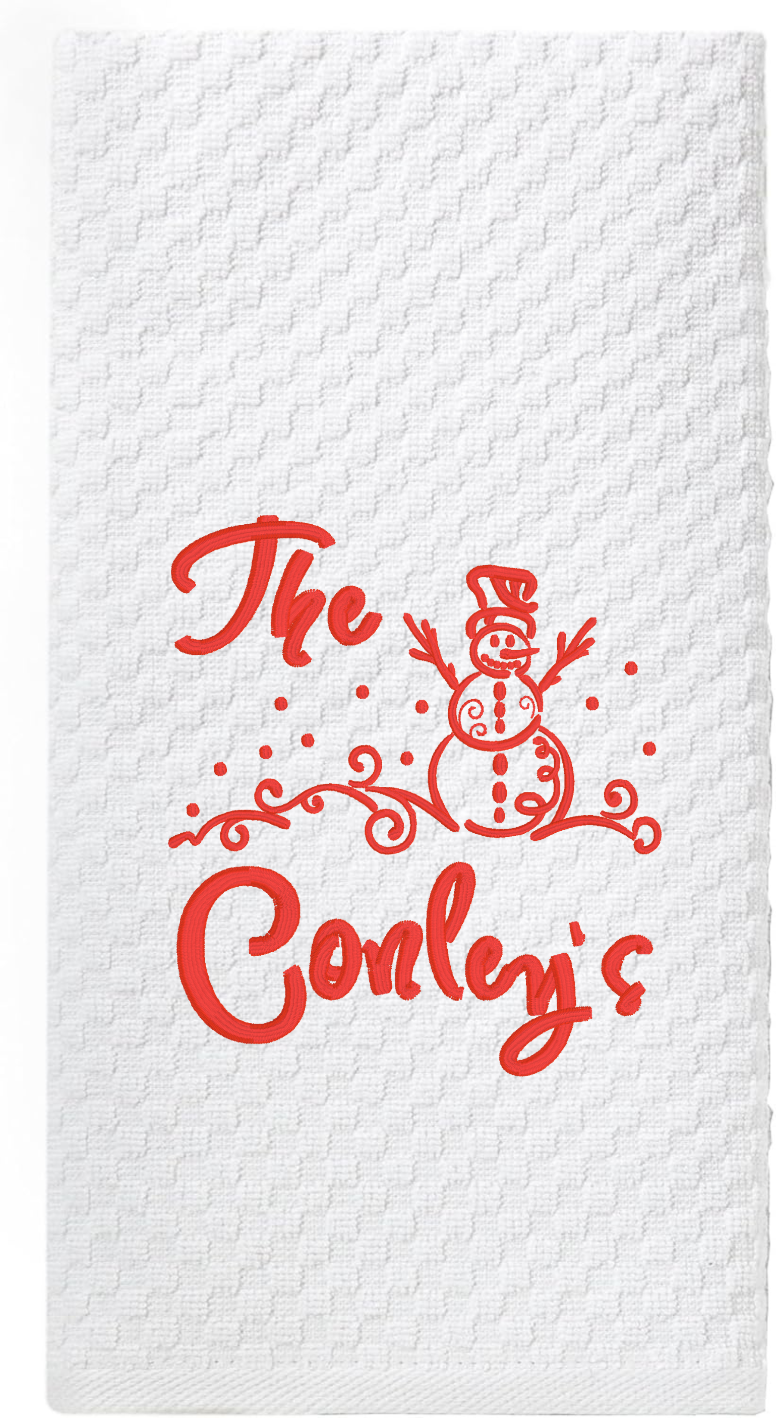Personalized Whimsical Snowman Embroidered Kitchen Towel