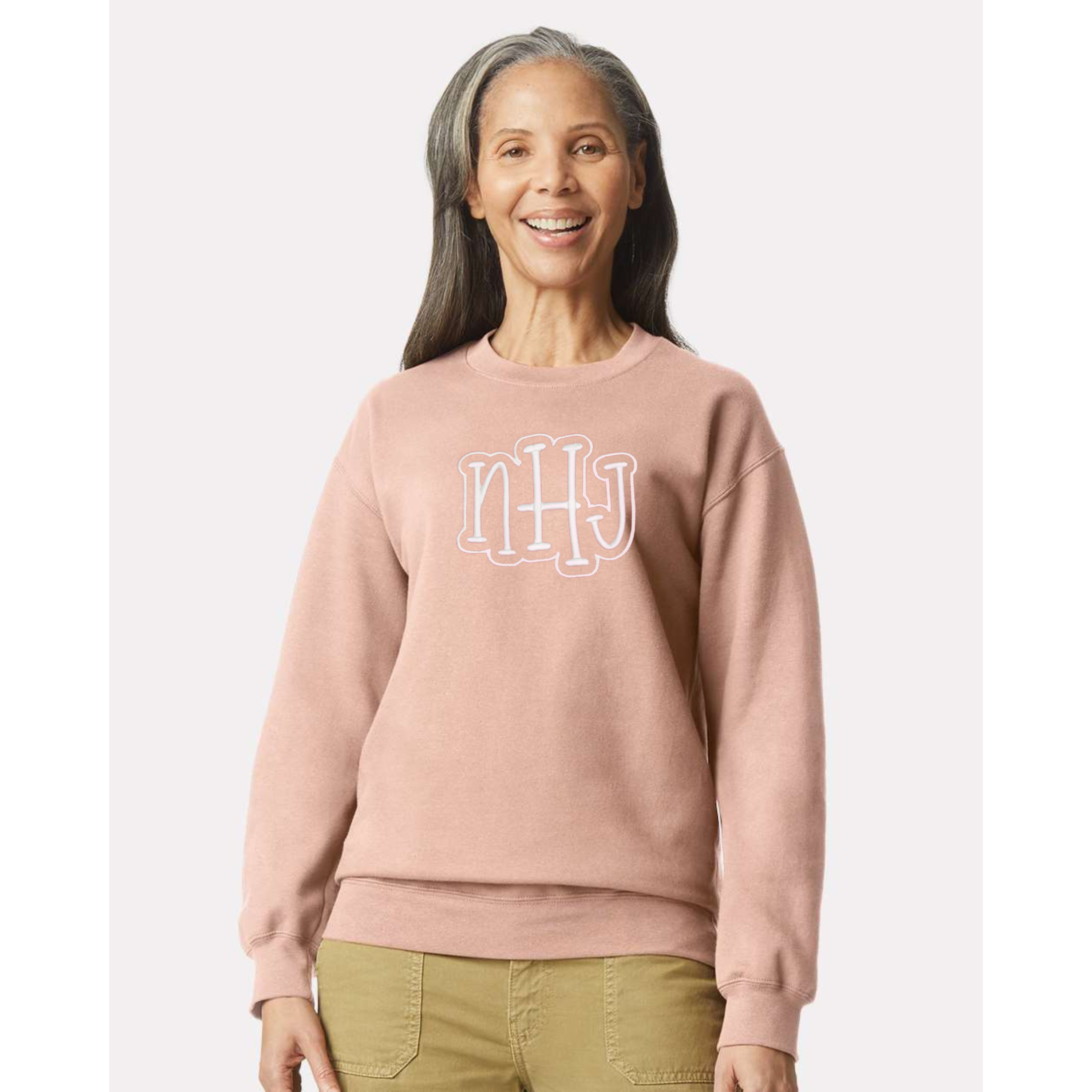 3D Puff Custom Embroidered Outline Monogram or Name Crewneck Sweatshirt