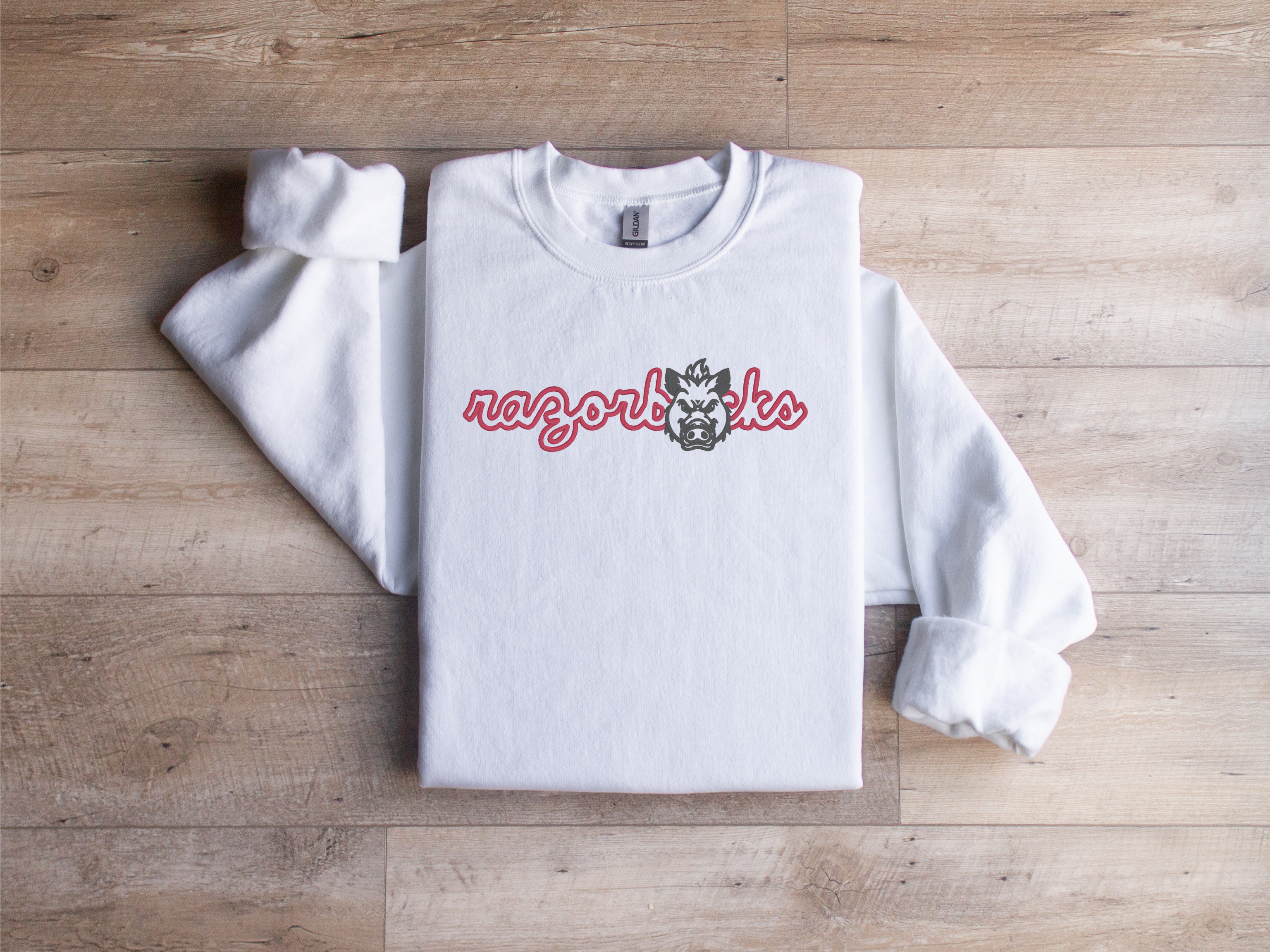 Razorbacks Vintage Hog Embroidered Hoodie or Sweatshirt