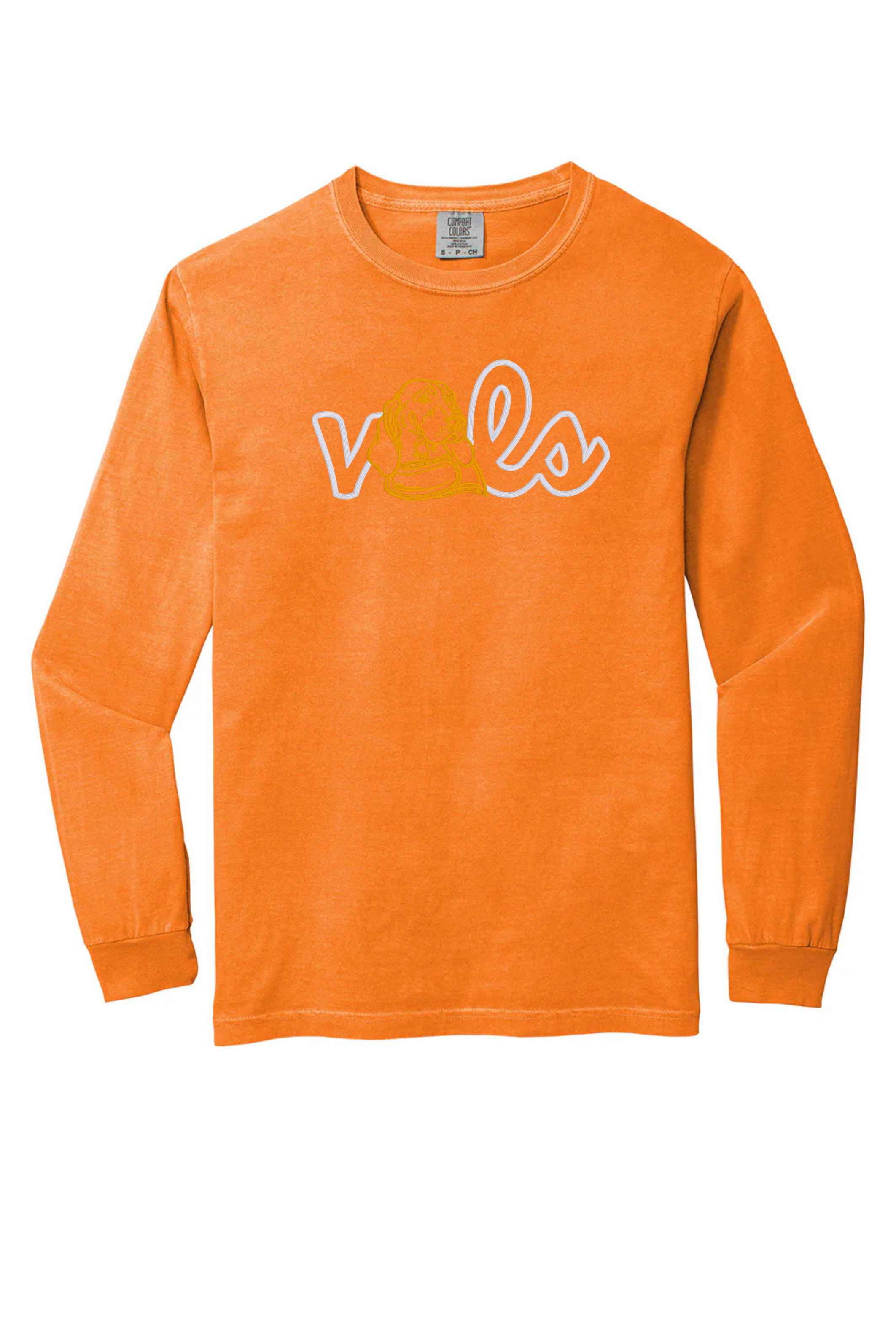 “VOLS” + Vintage Smokey Embroidered Comfort Colors Long Sleeve Tee