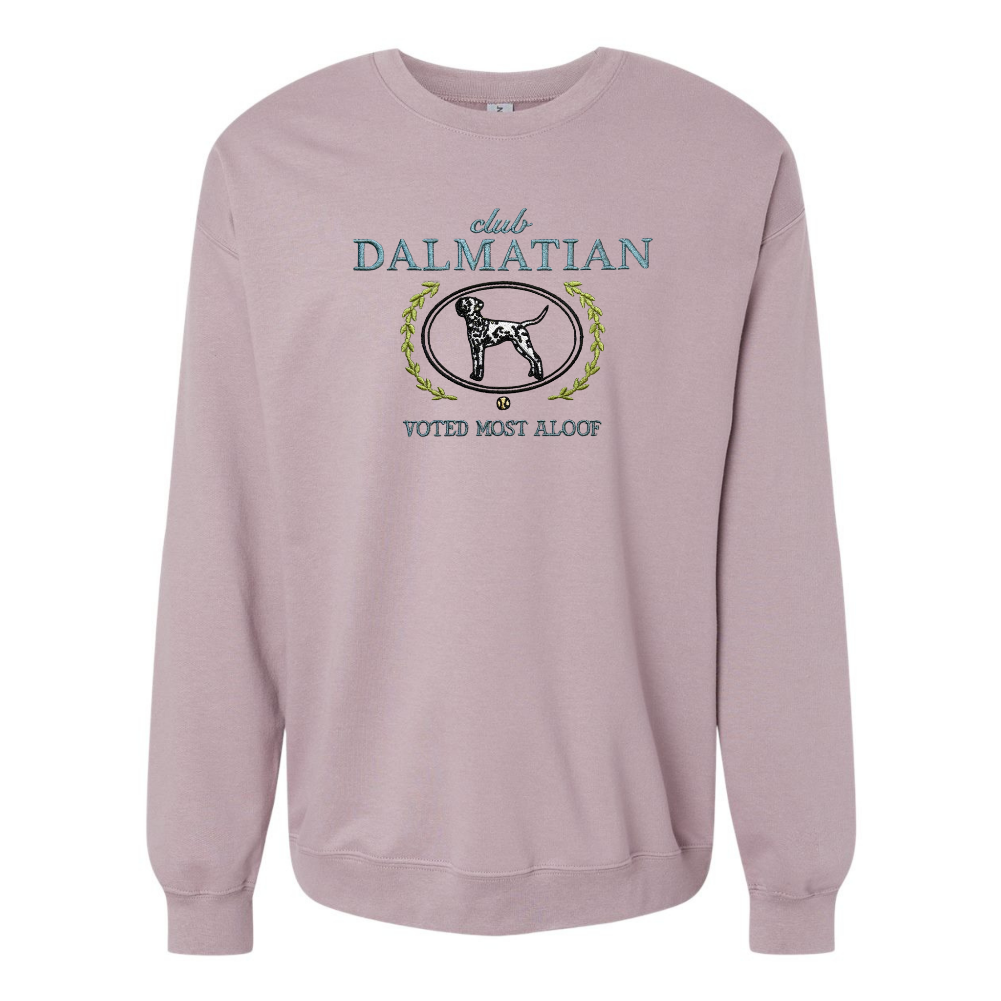 Club Dalmatian Embroidered Sweatshirt “Voted Most Aloof” Cozy Crewneck for Dog Lovers