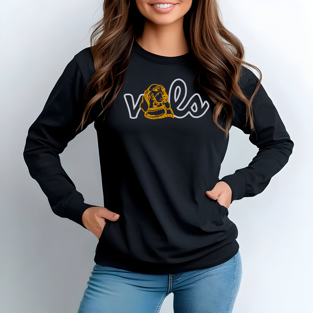 “VOLS” + Vintage Smokey Embroidered Comfort Colors Long Sleeve Tee