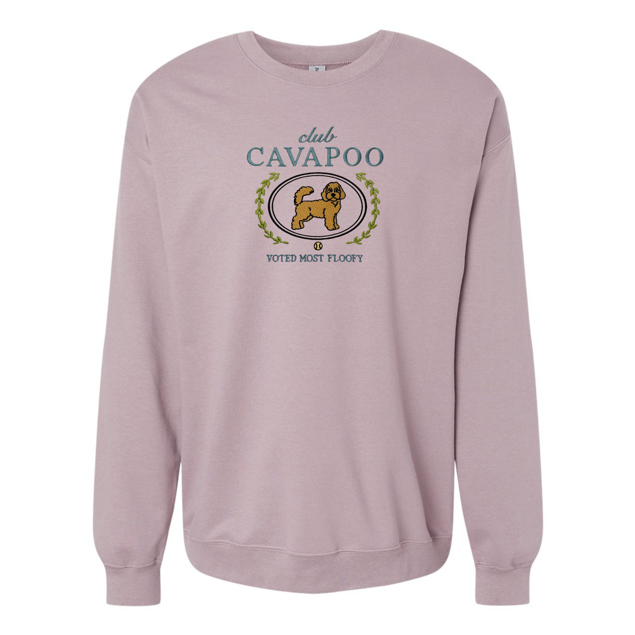 Club Cavapoo Embroidered Sweatshirt “Voted Most Floofy” Cozy Crewneck for Dog Lovers