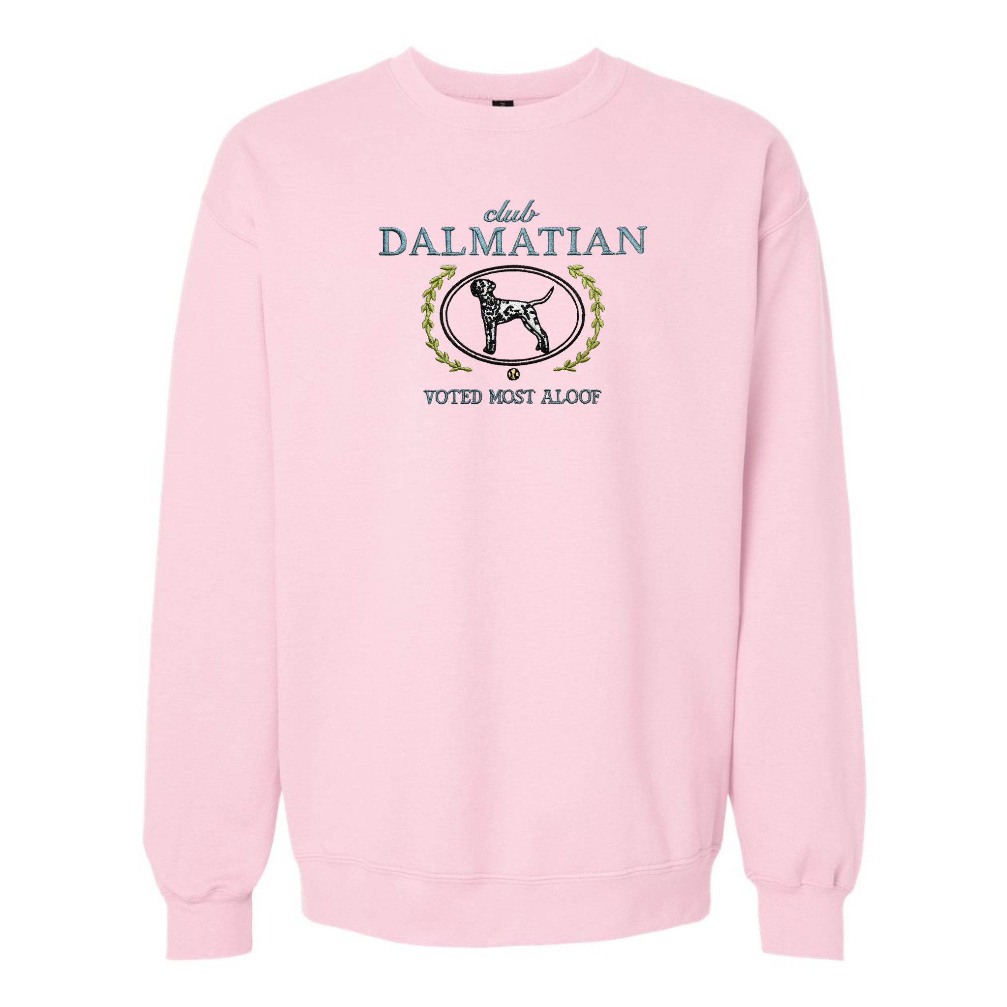 Club Dalmatian Embroidered Sweatshirt “Voted Most Aloof” Cozy Crewneck for Dog Lovers