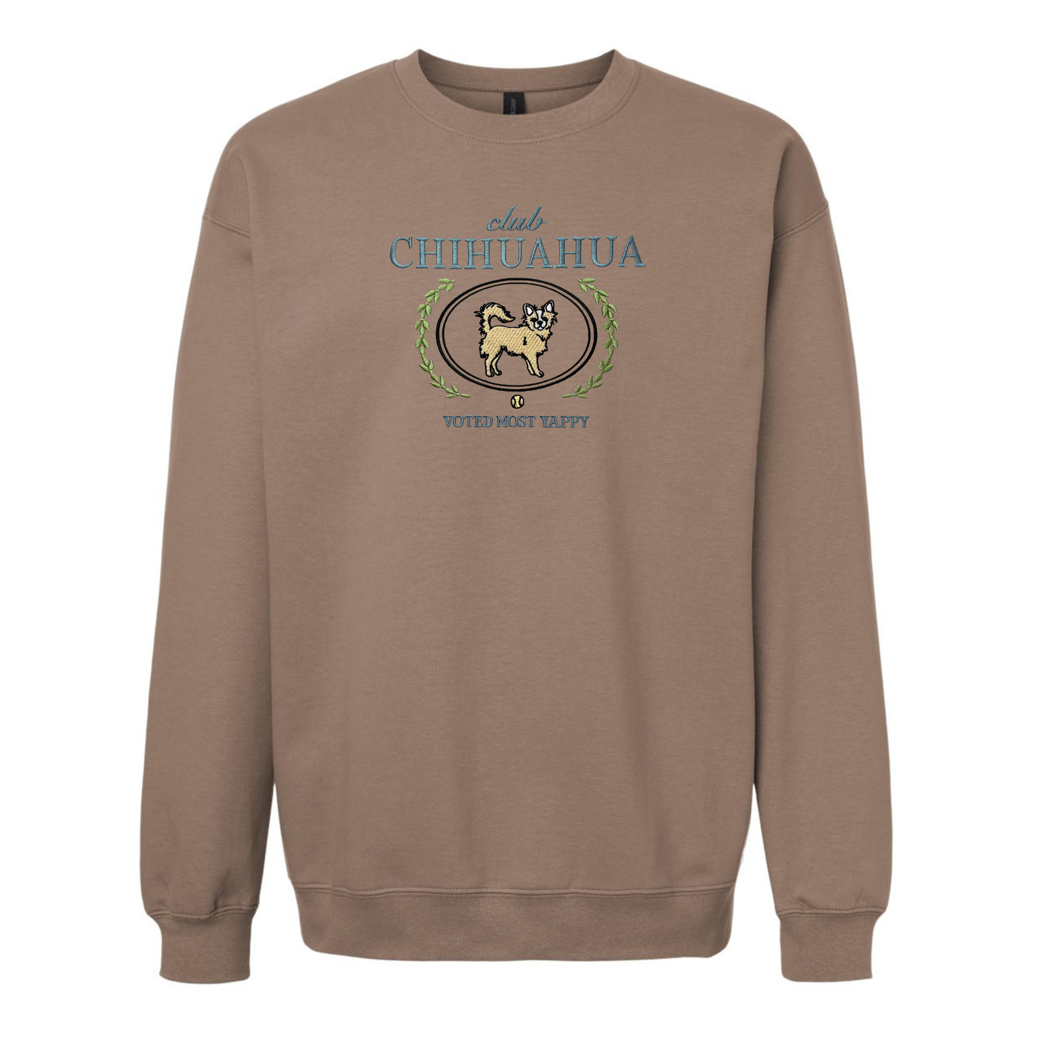 Club Chihuahua Embroidered Sweatshirt  “Voted Most Yappy” Cozy Crewneck for Dog Lovers