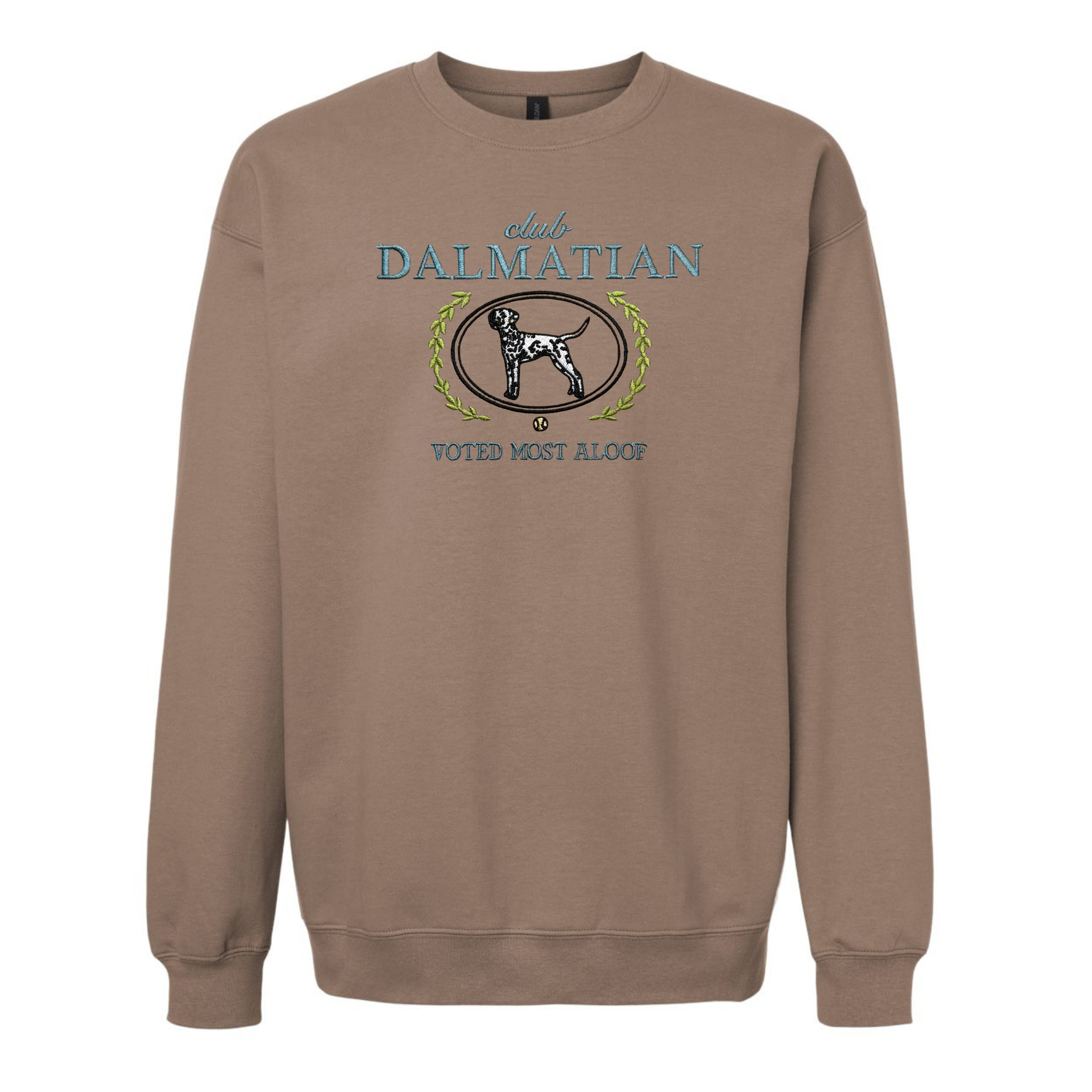 Club Dalmatian Embroidered Sweatshirt “Voted Most Aloof” Cozy Crewneck for Dog Lovers