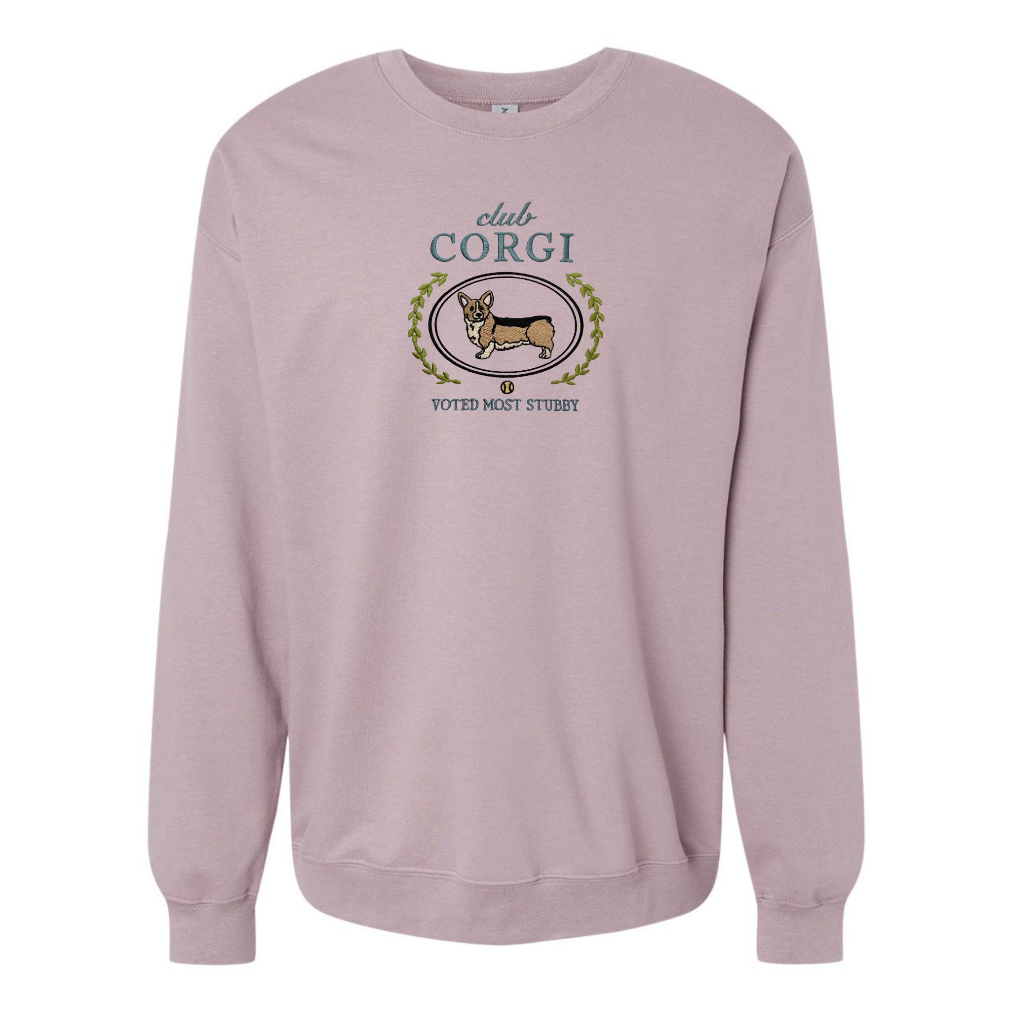 Club Corgi Embroidered Sweatshirt “Voted Most Stubby” Cozy Crewneck for Dog Lovers